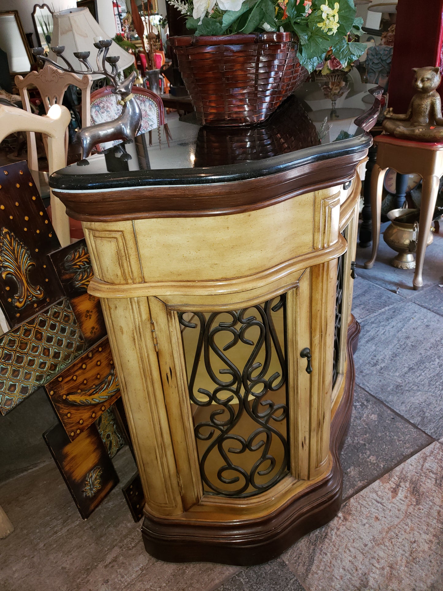 🔱🏺¡Credenza de Dos Tonos Stein World Cantebury con Cubierta Obscura de Mármol🏺🔱