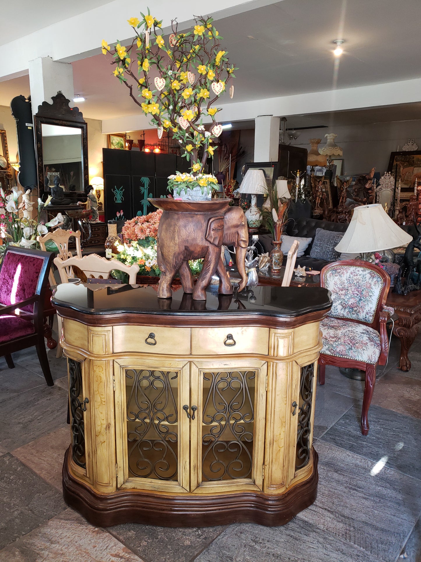 🔱🏺¡Credenza de Dos Tonos Stein World Cantebury con Cubierta Obscura de Mármol🏺🔱