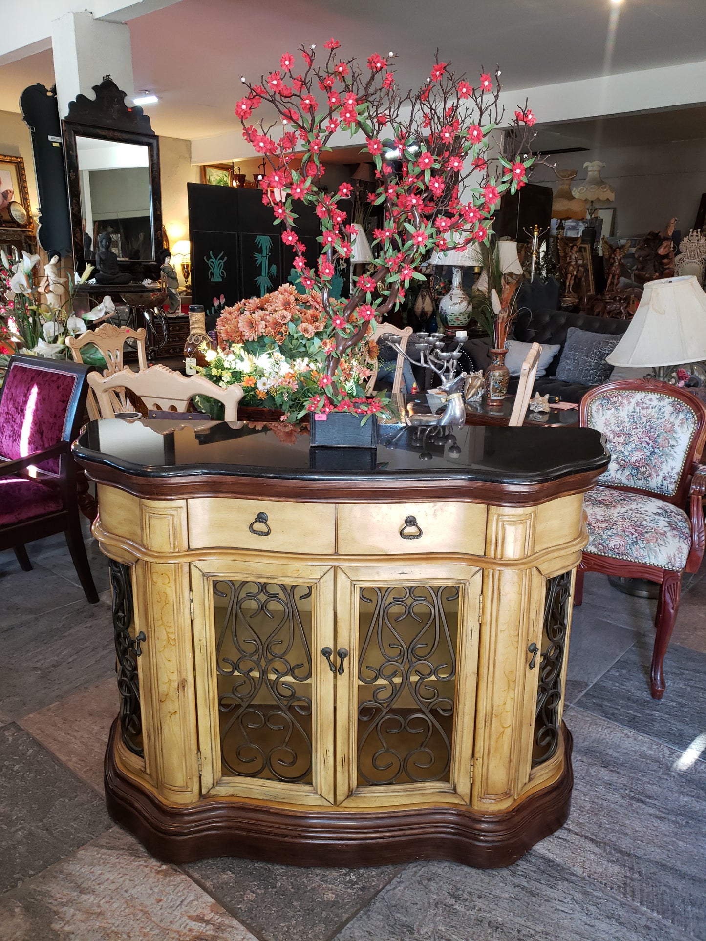 🔱🏺¡Credenza de Dos Tonos Stein World Cantebury con Cubierta Obscura de Mármol🏺🔱