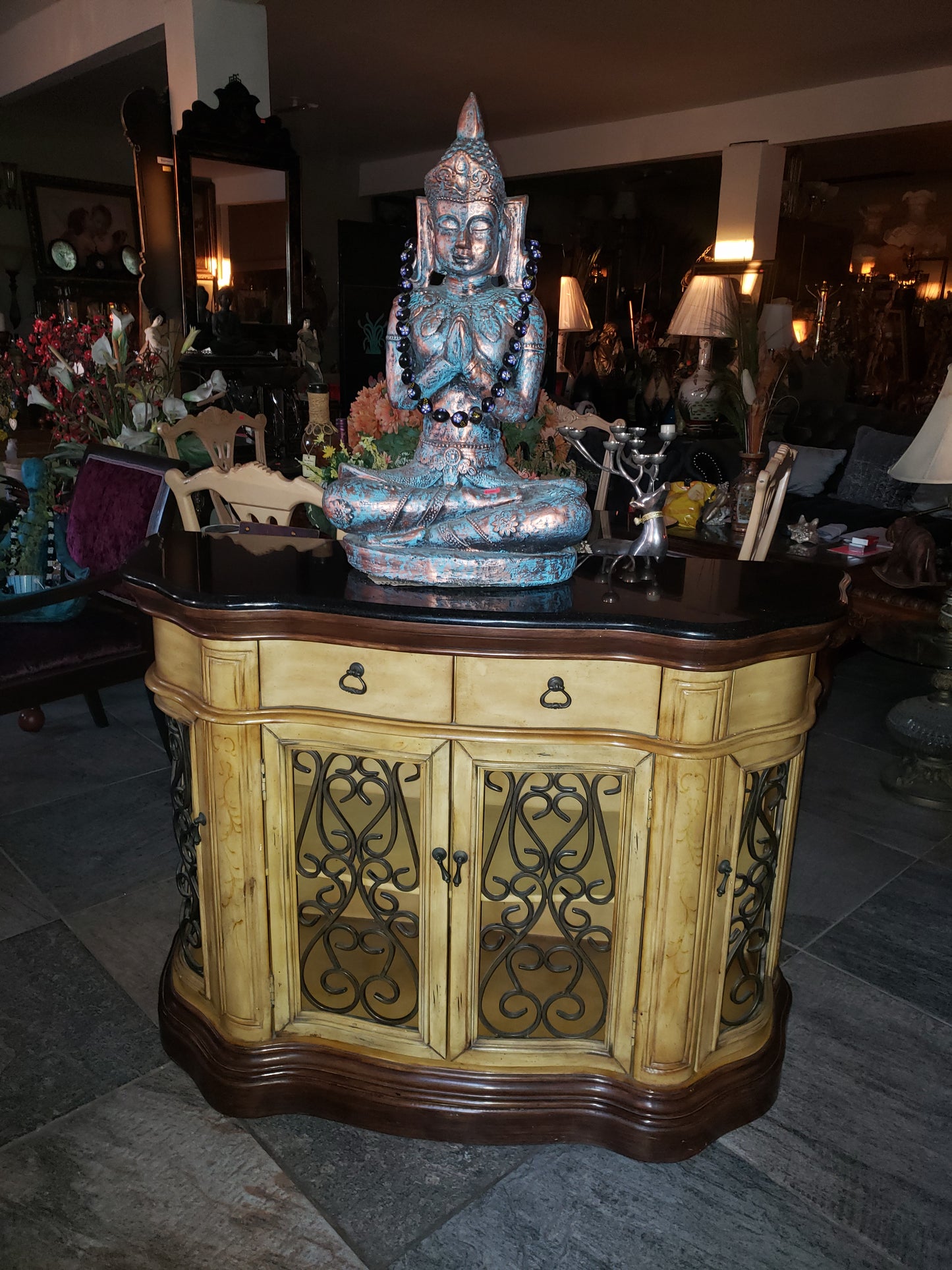 🔱🏺¡Credenza de Dos Tonos Stein World Cantebury con Cubierta Obscura de Mármol🏺🔱