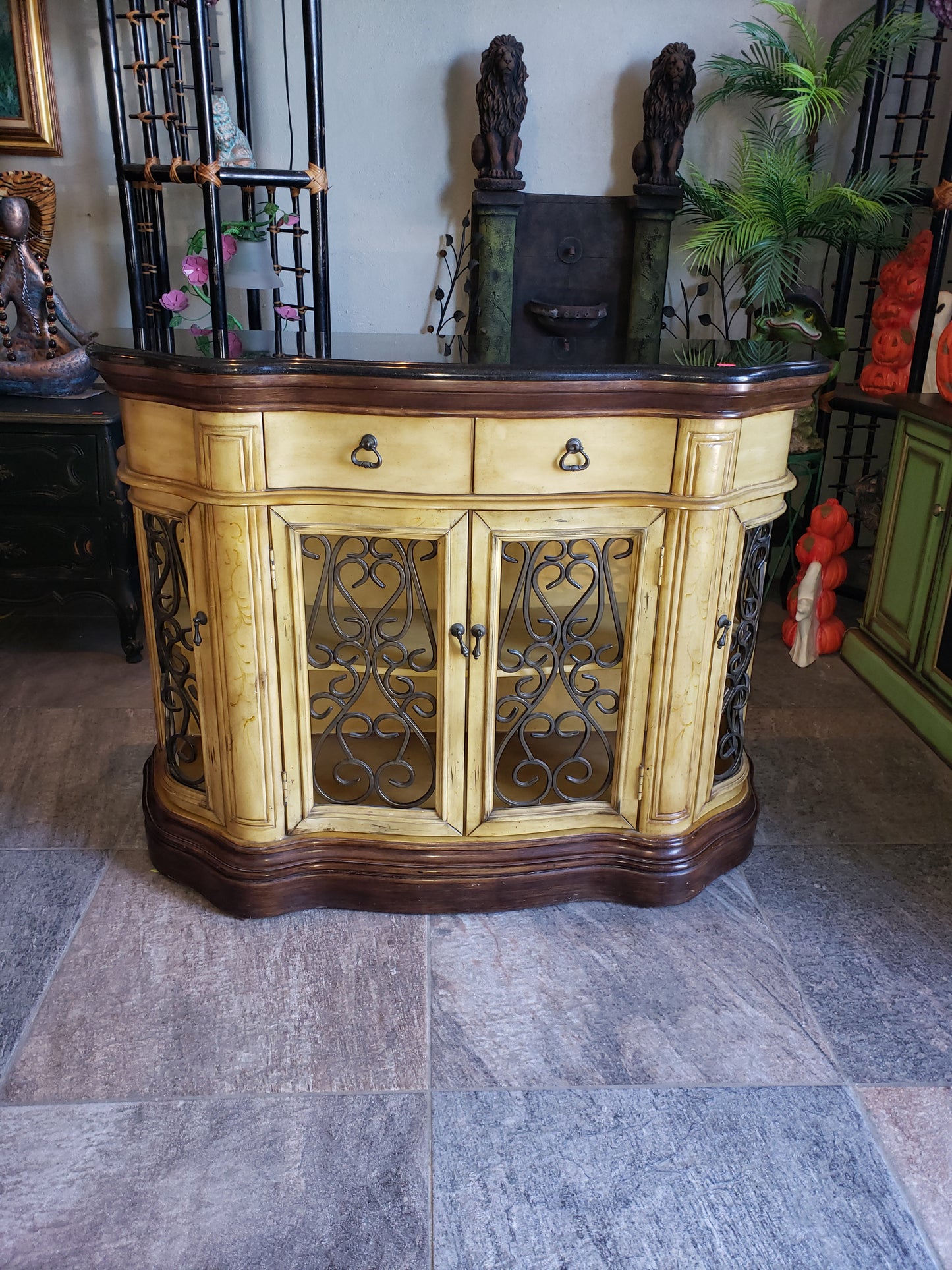 🔱🏺¡Credenza de Dos Tonos Stein World Cantebury con Cubierta Obscura de Mármol🏺🔱