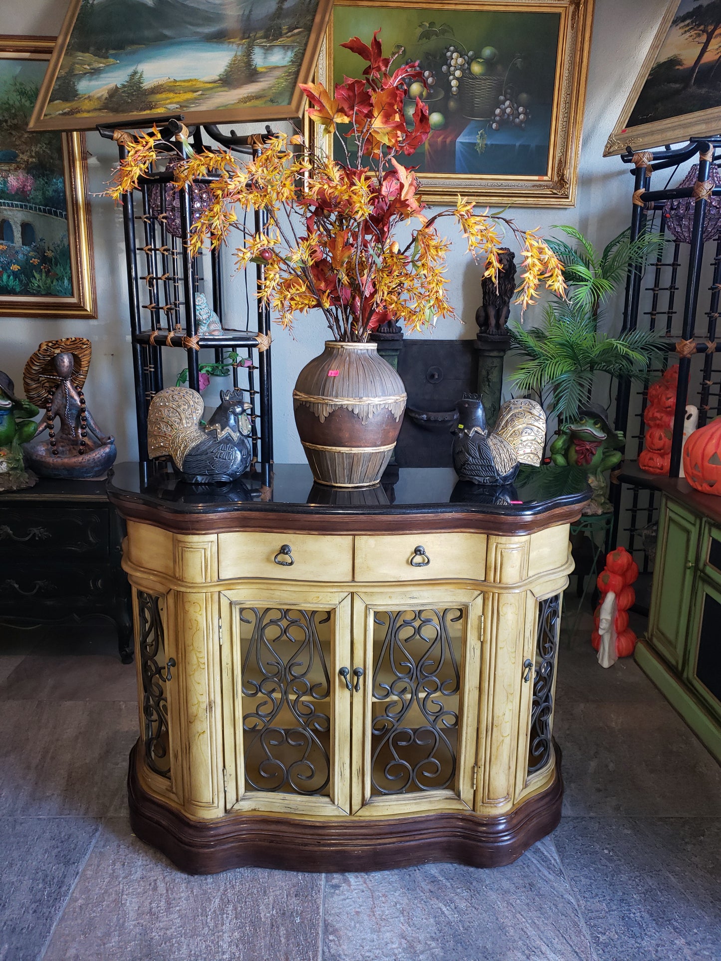 🔱🏺¡Credenza de Dos Tonos Stein World Cantebury con Cubierta Obscura de Mármol🏺🔱