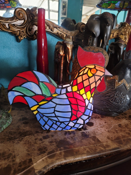 💡Lamparas Decorativas de Gallos en Vitral - Artesanía Mexicana💡