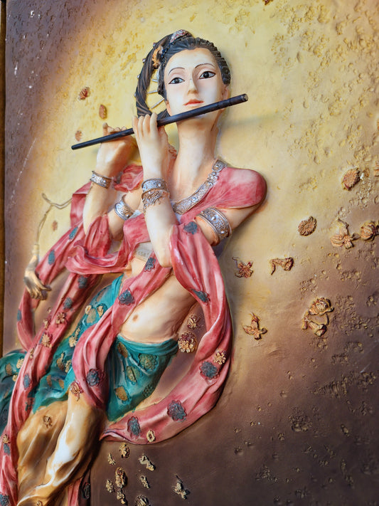 🖼️Cuadro decorativo tridimensional de flautista femenina🏡👩🎨