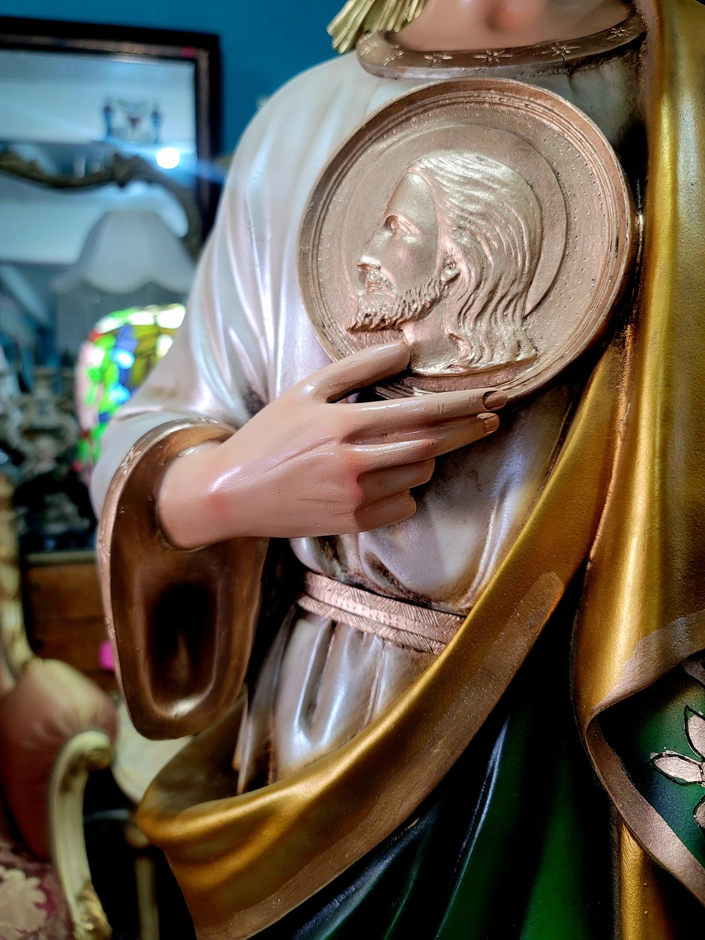 🗡️🪽 Espectacular Escultura de San Judas Tadeo en Resina con Detalles Intrincados🪽🗡️
