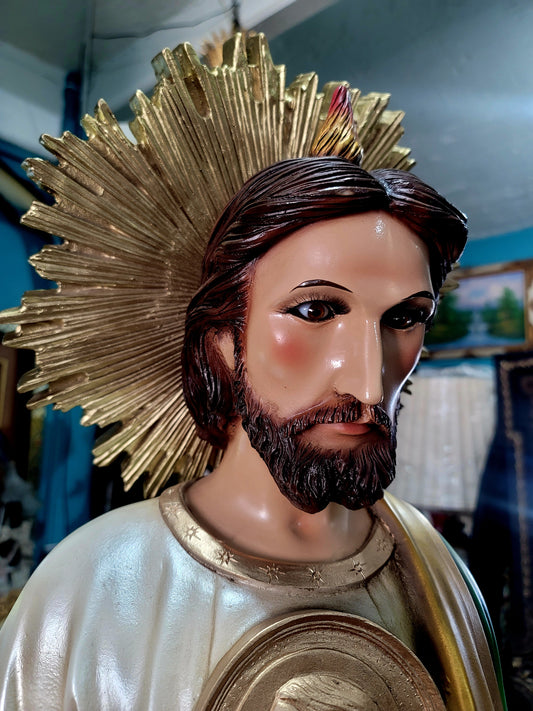 🗡️🪽 Espectacular Escultura de San Judas Tadeo en Resina con Detalles Intrincados🪽🗡️