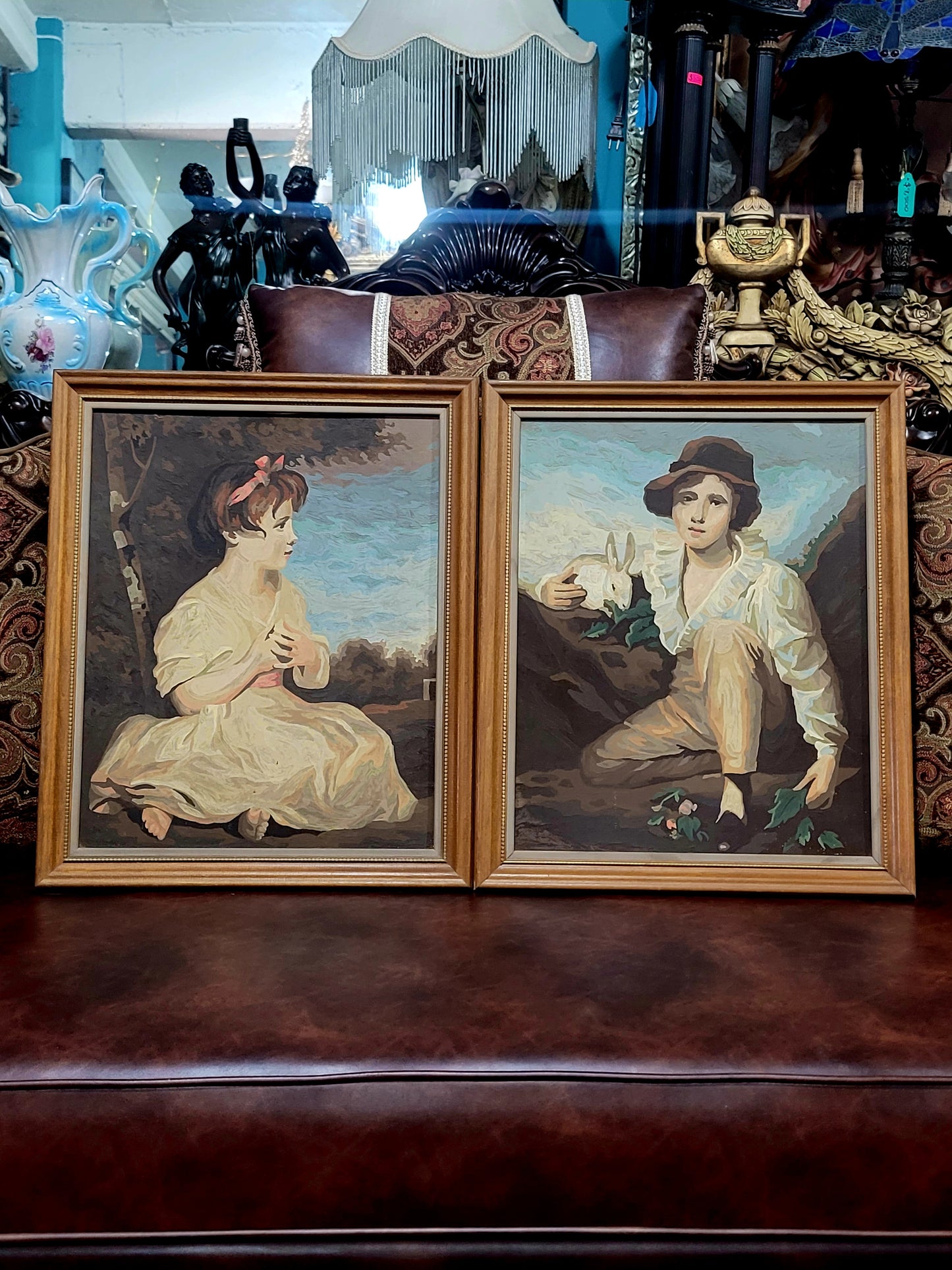 🌺 ✨ Arte con encanto y nostalgia: Par de pinturas Mid-Century En Aceite on Canvas ✨🖌️