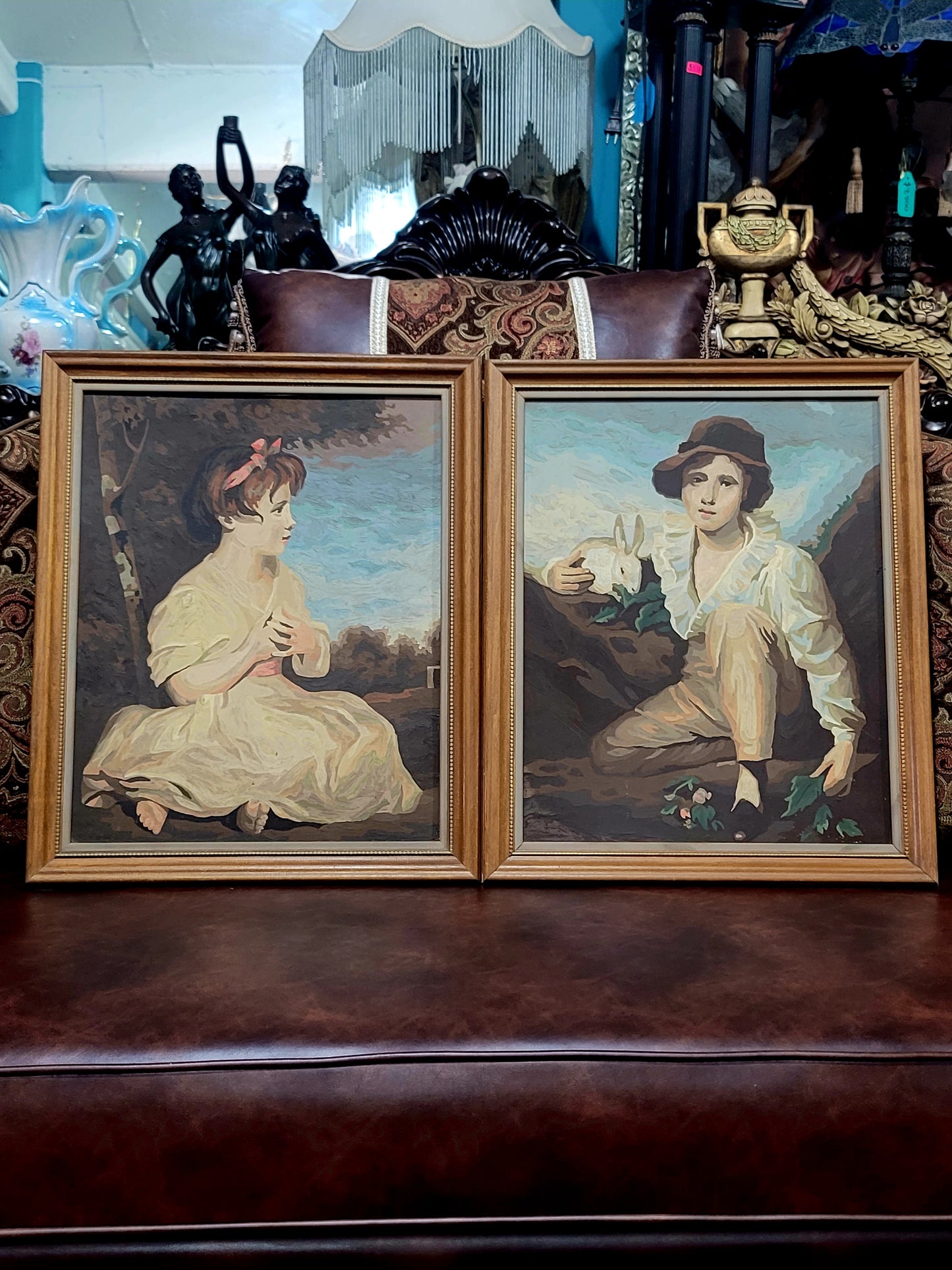 🌺 ✨ Arte con encanto y nostalgia: Par de pinturas Mid-Century En Aceite on Canvas ✨🖌️