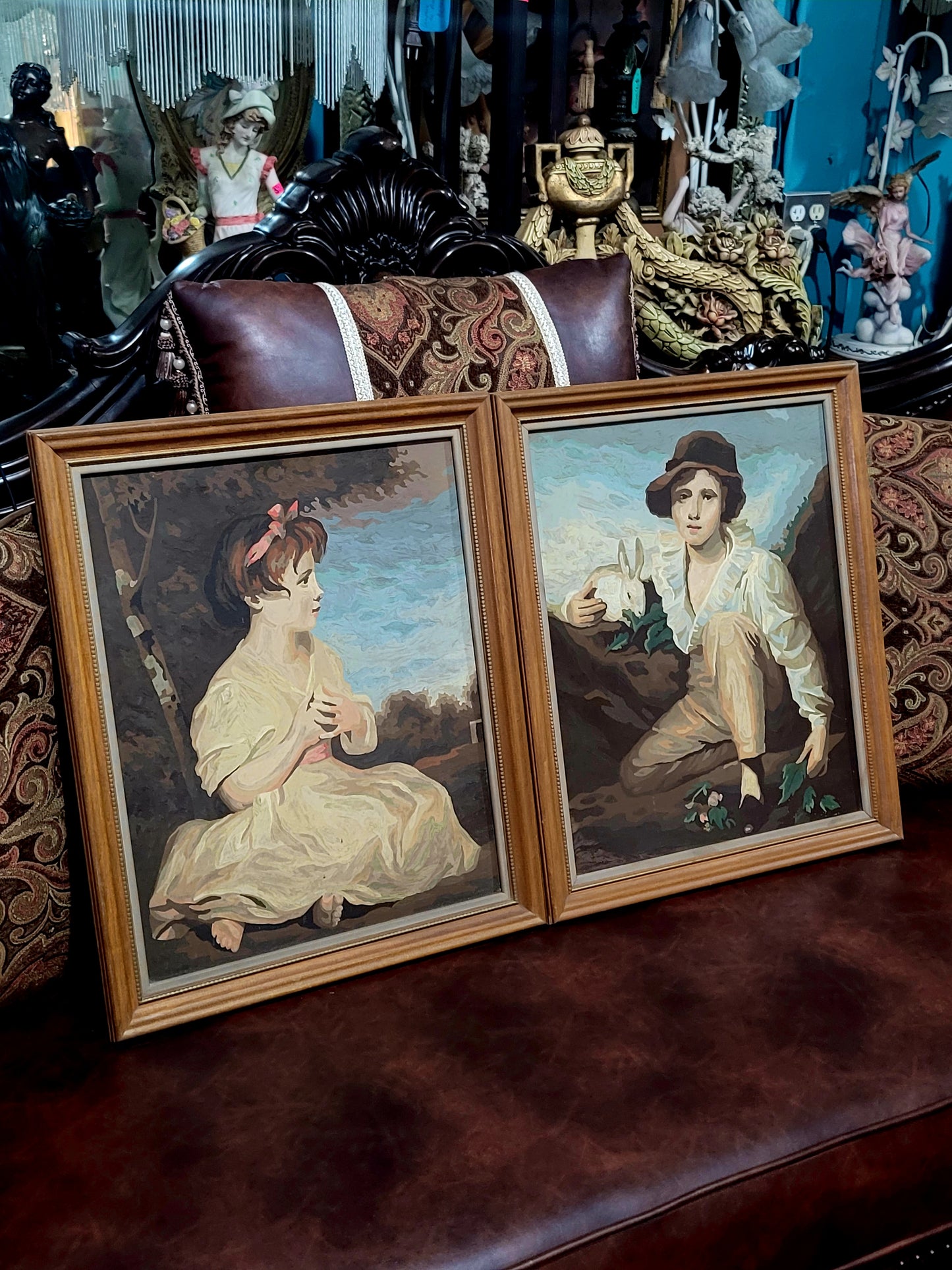 🌺 ✨ Arte con encanto y nostalgia: Par de pinturas Mid-Century En Aceite on Canvas ✨🖌️