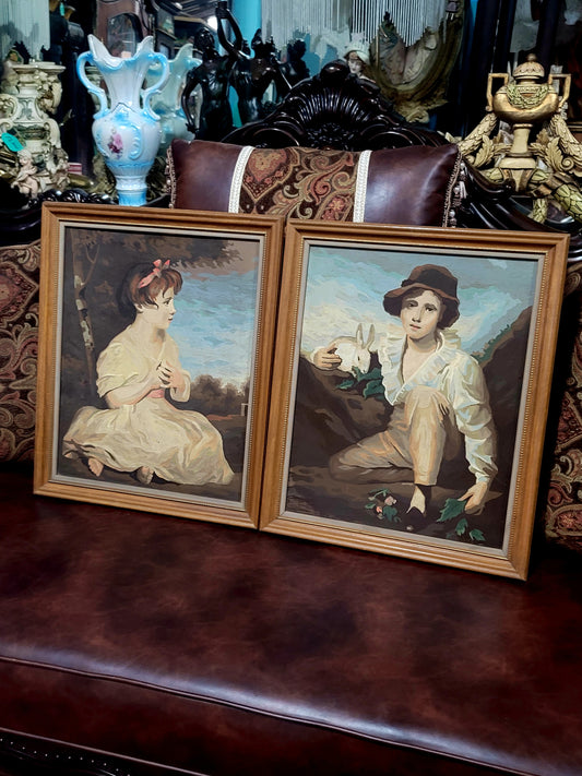 🌺 ✨ Arte con encanto y nostalgia: Par de pinturas Mid-Century En Aceite on Canvas ✨🖌️