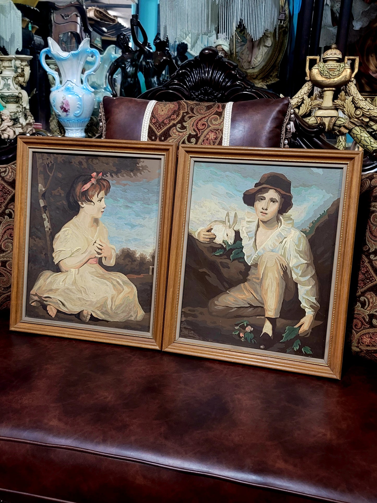 🌺 ✨ Arte con encanto y nostalgia: Par de pinturas Mid-Century En Aceite on Canvas ✨🖌️