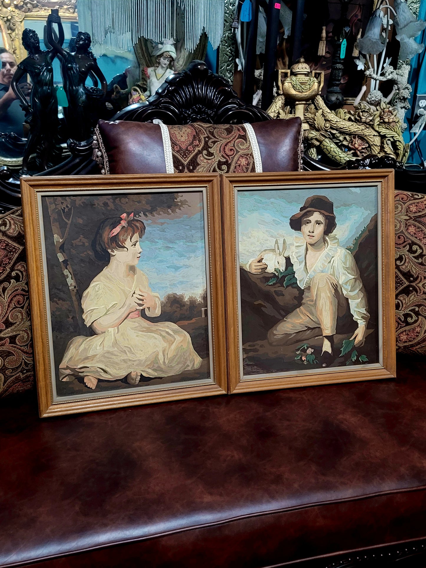 🌺 ✨ Arte con encanto y nostalgia: Par de pinturas Mid-Century En Aceite on Canvas ✨🖌️