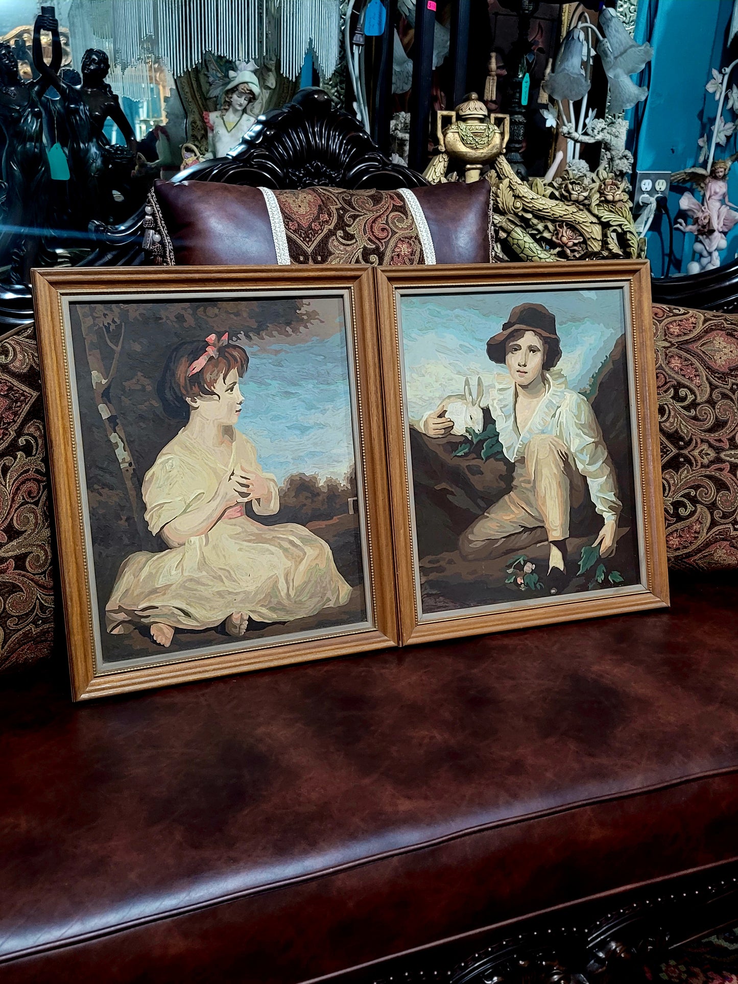 🌺 ✨ Arte con encanto y nostalgia: Par de pinturas Mid-Century En Aceite on Canvas ✨🖌️