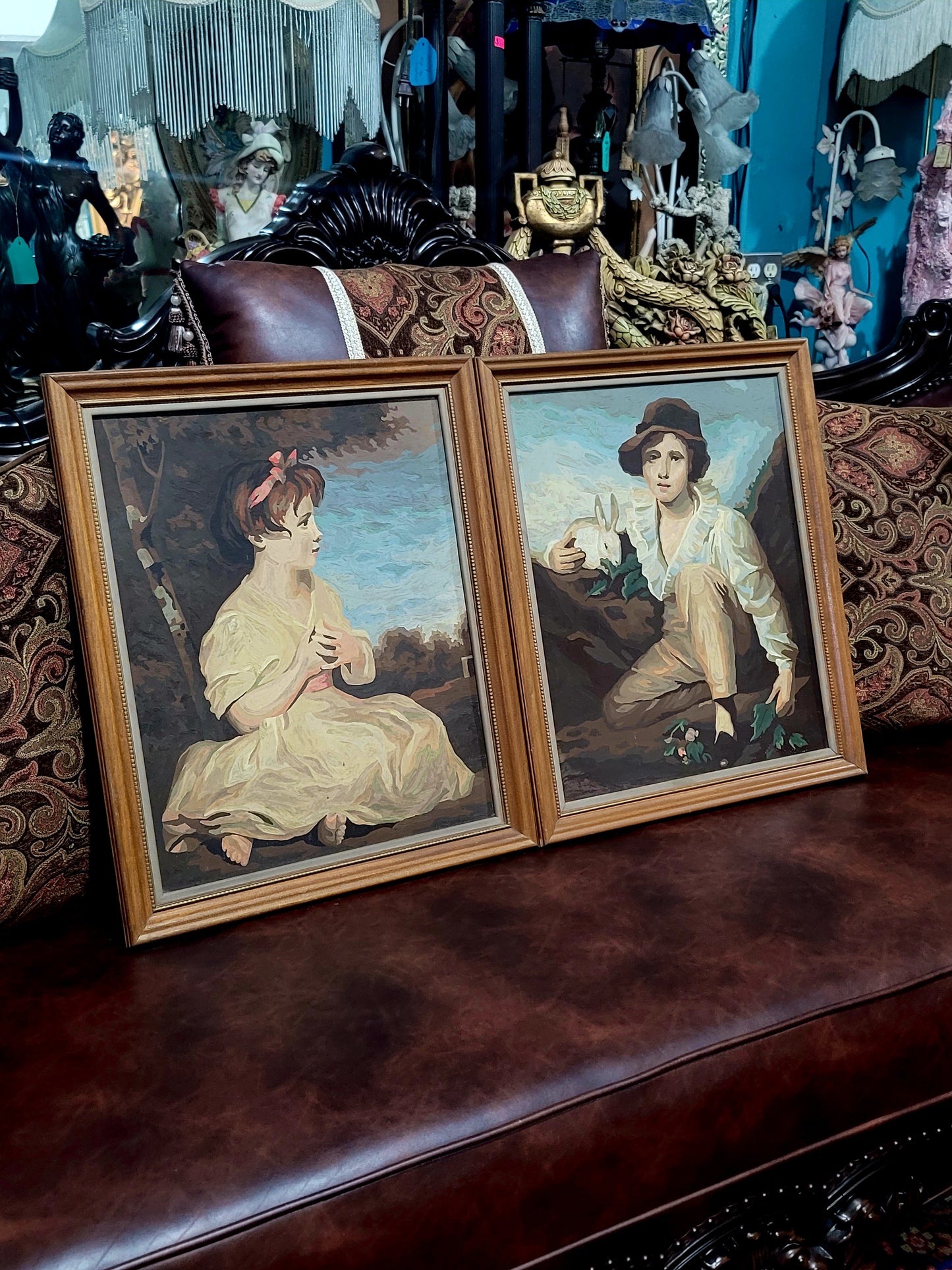 🌺 ✨ Arte con encanto y nostalgia: Par de pinturas Mid-Century En Aceite on Canvas ✨🖌️