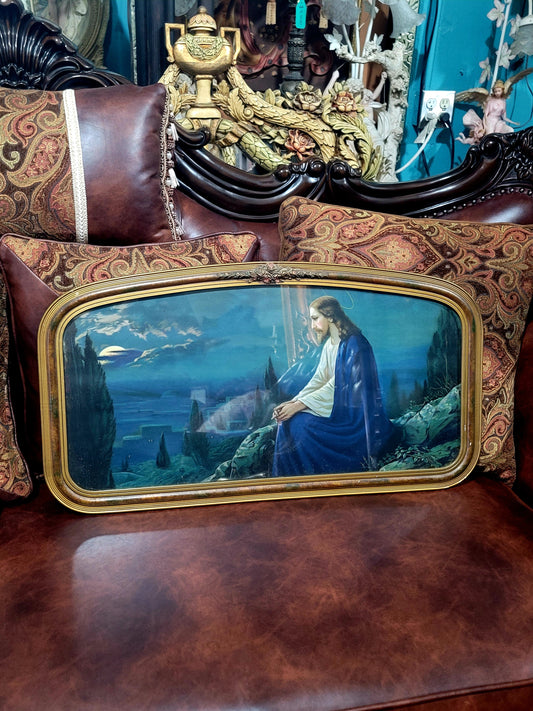 🗡️🪽Litografia De Jesus Contemplando Jerusalem Desde El Monte De Los Olivos🪽 🗡️