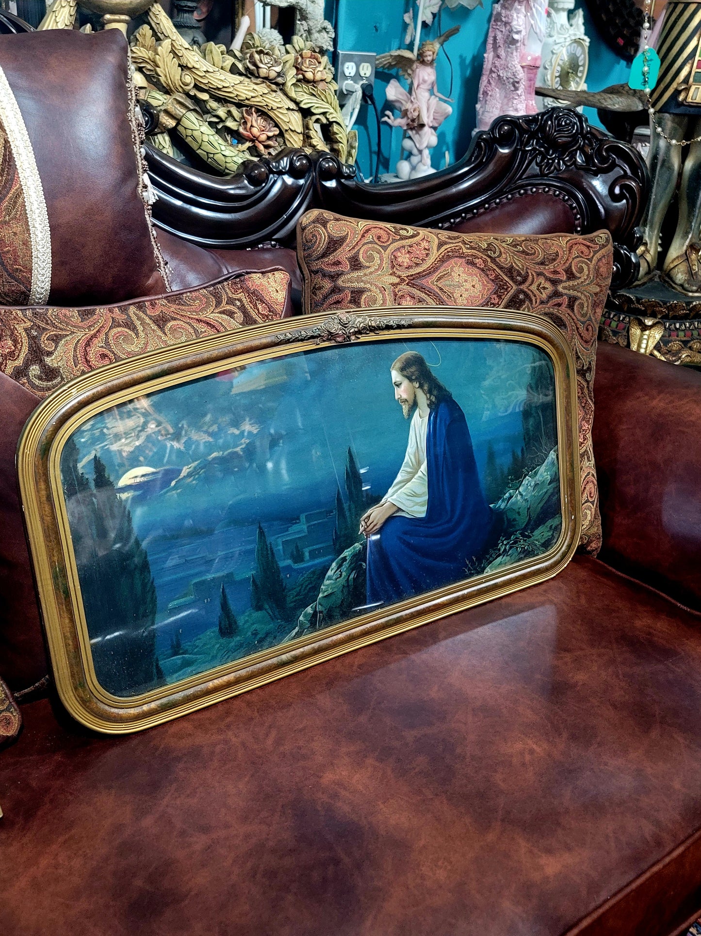 🗡️🪽Litografia De Jesus Contemplando Jerusalem Desde El Monte De Los Olivos🪽 🗡️