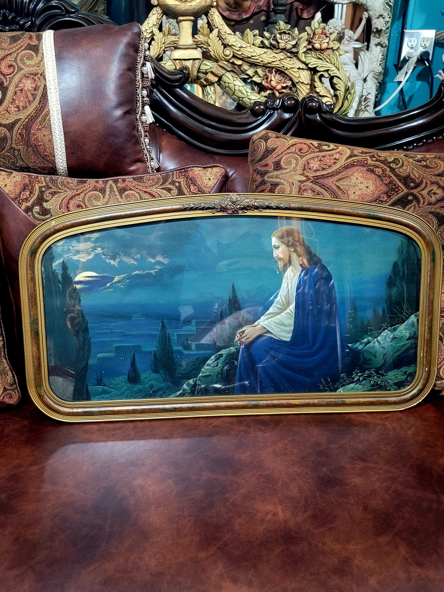 🗡️🪽Litografia De Jesus Contemplando Jerusalem Desde El Monte De Los Olivos🪽 🗡️