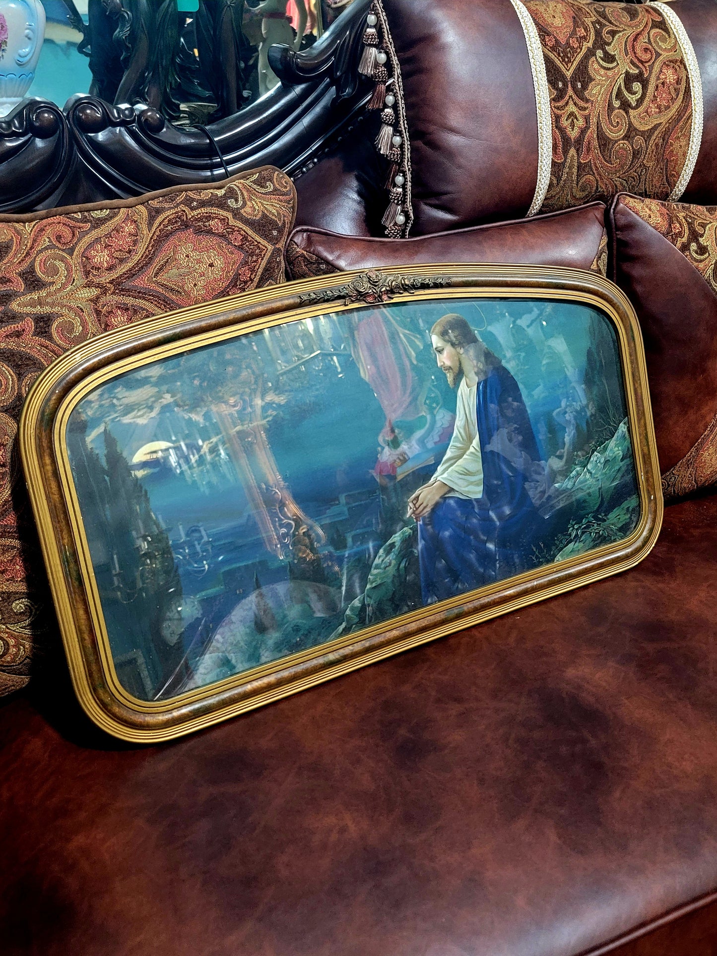 🗡️🪽Litografia De Jesus Contemplando Jerusalem Desde El Monte De Los Olivos🪽 🗡️