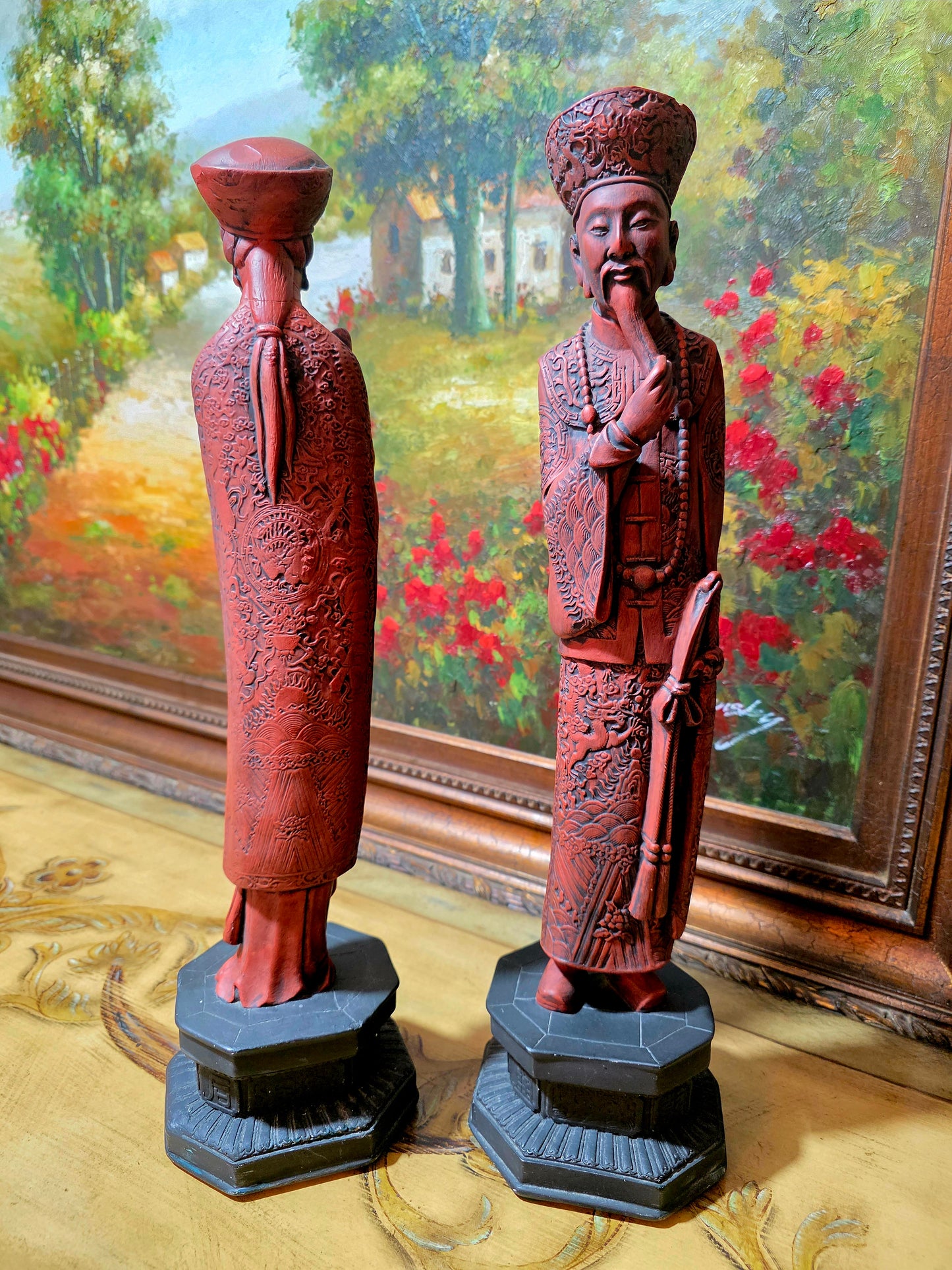 🐉✨ Figuras Chinas Vintage – Emperador y Emperatriz en Terracota ✨🐉
