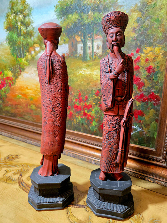 🐉✨ Figuras Chinas Vintage – Emperador y Emperatriz en Terracota ✨🐉