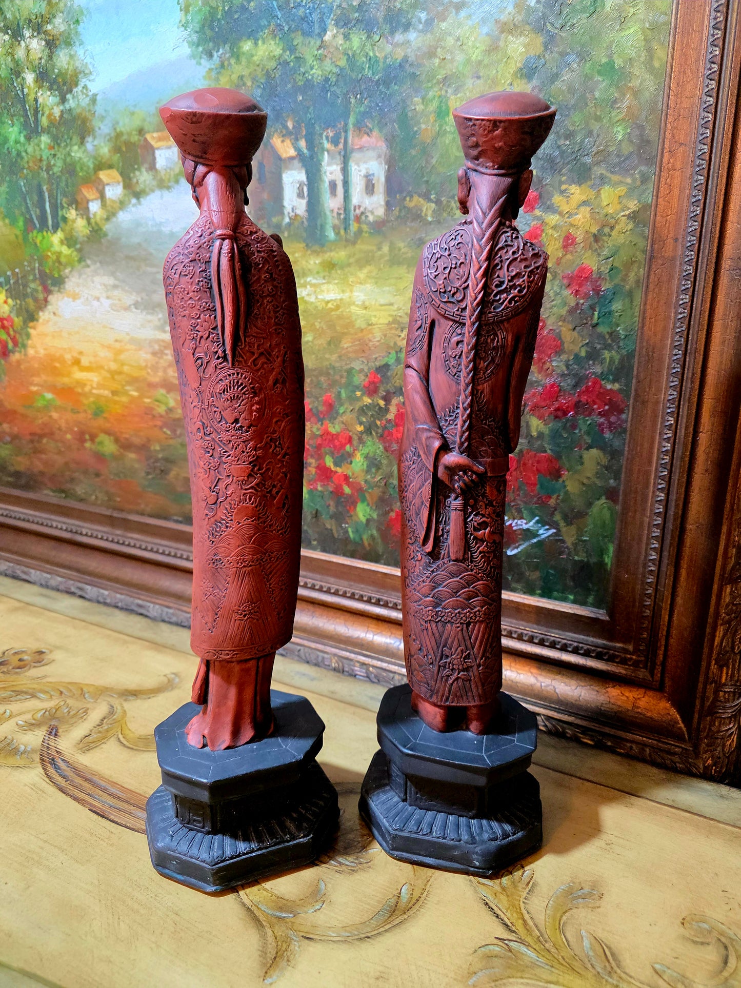🐉✨ Figuras Chinas Vintage – Emperador y Emperatriz en Terracota ✨🐉