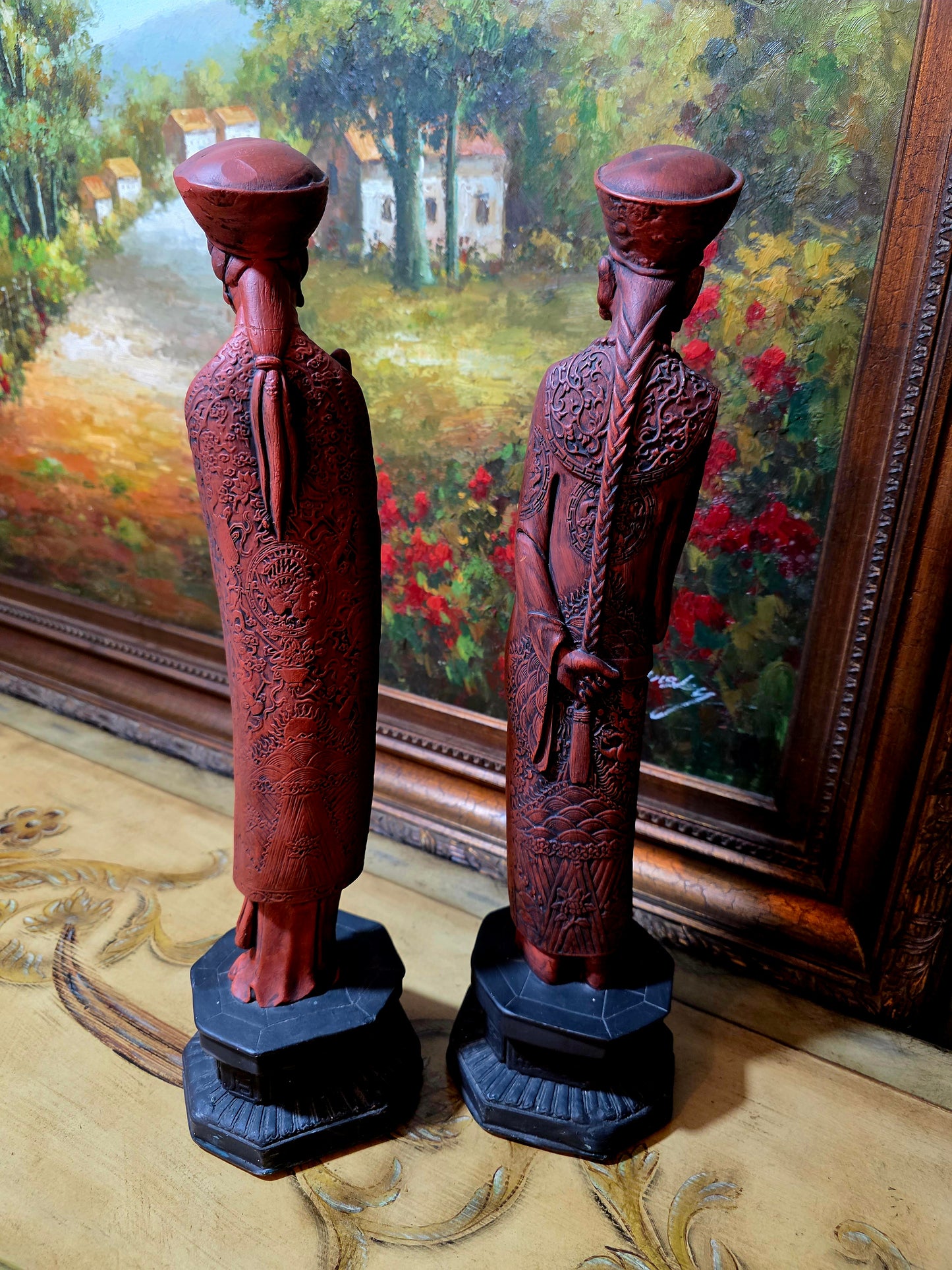 🐉✨ Figuras Chinas Vintage – Emperador y Emperatriz en Terracota ✨🐉