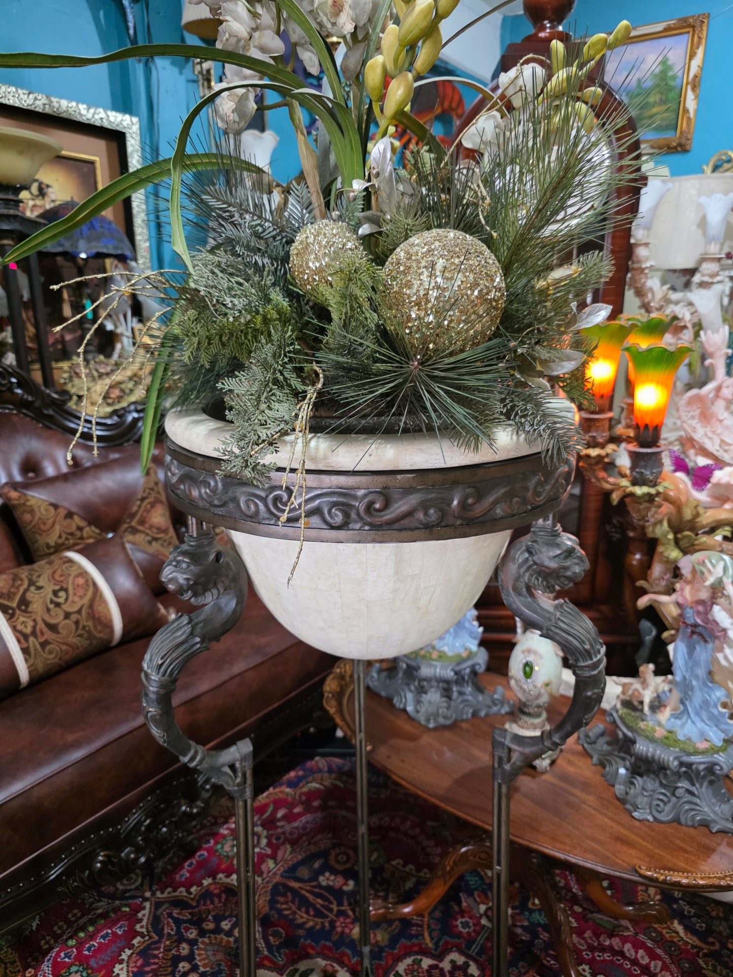 🎉Luxury bronze and alabaster pedestal🎉