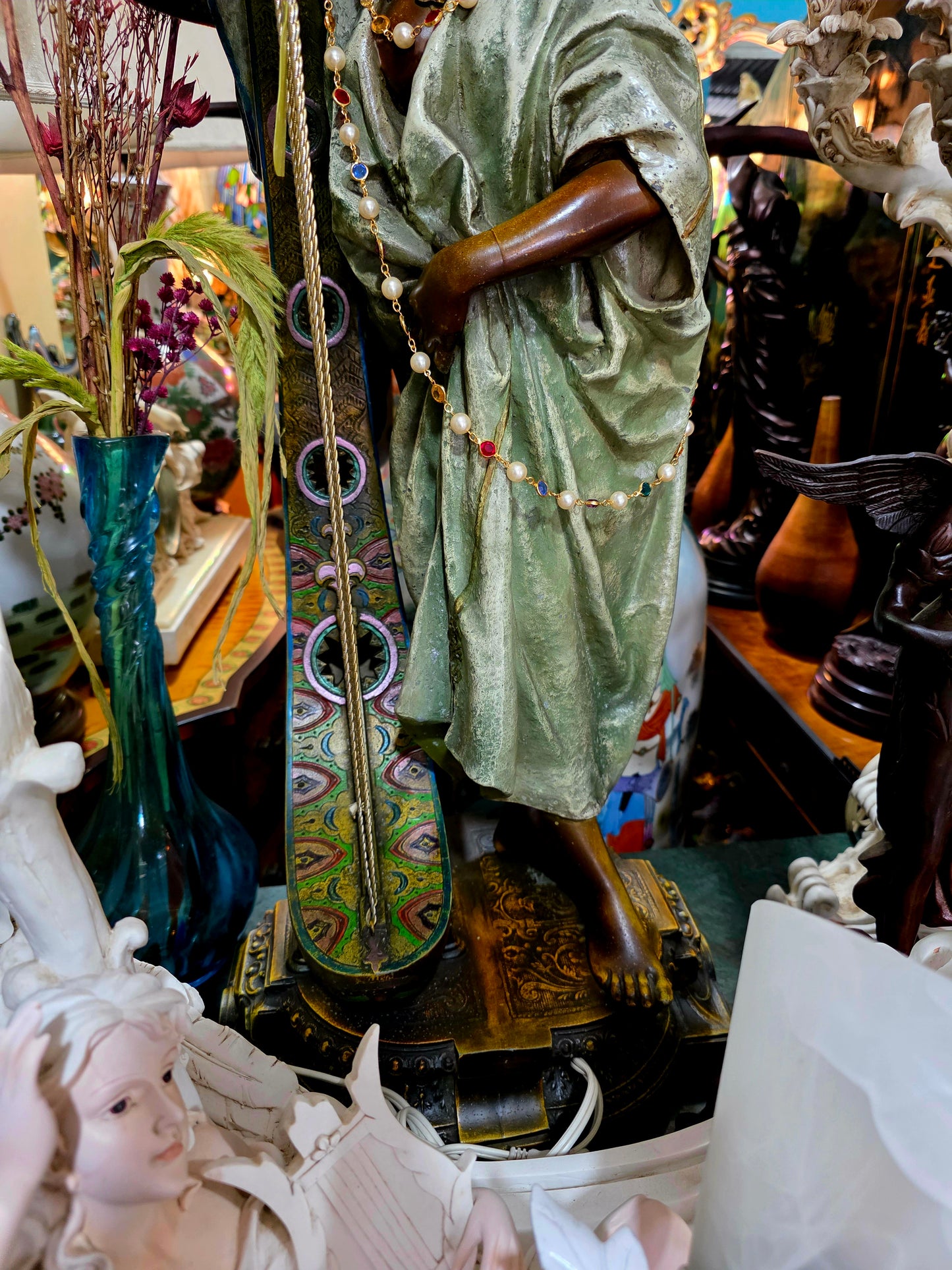 🔱Bronze Sculpture "Jeune Harpiste Arabique" by Louis Hottot - A Masterpiece for Sale🔱