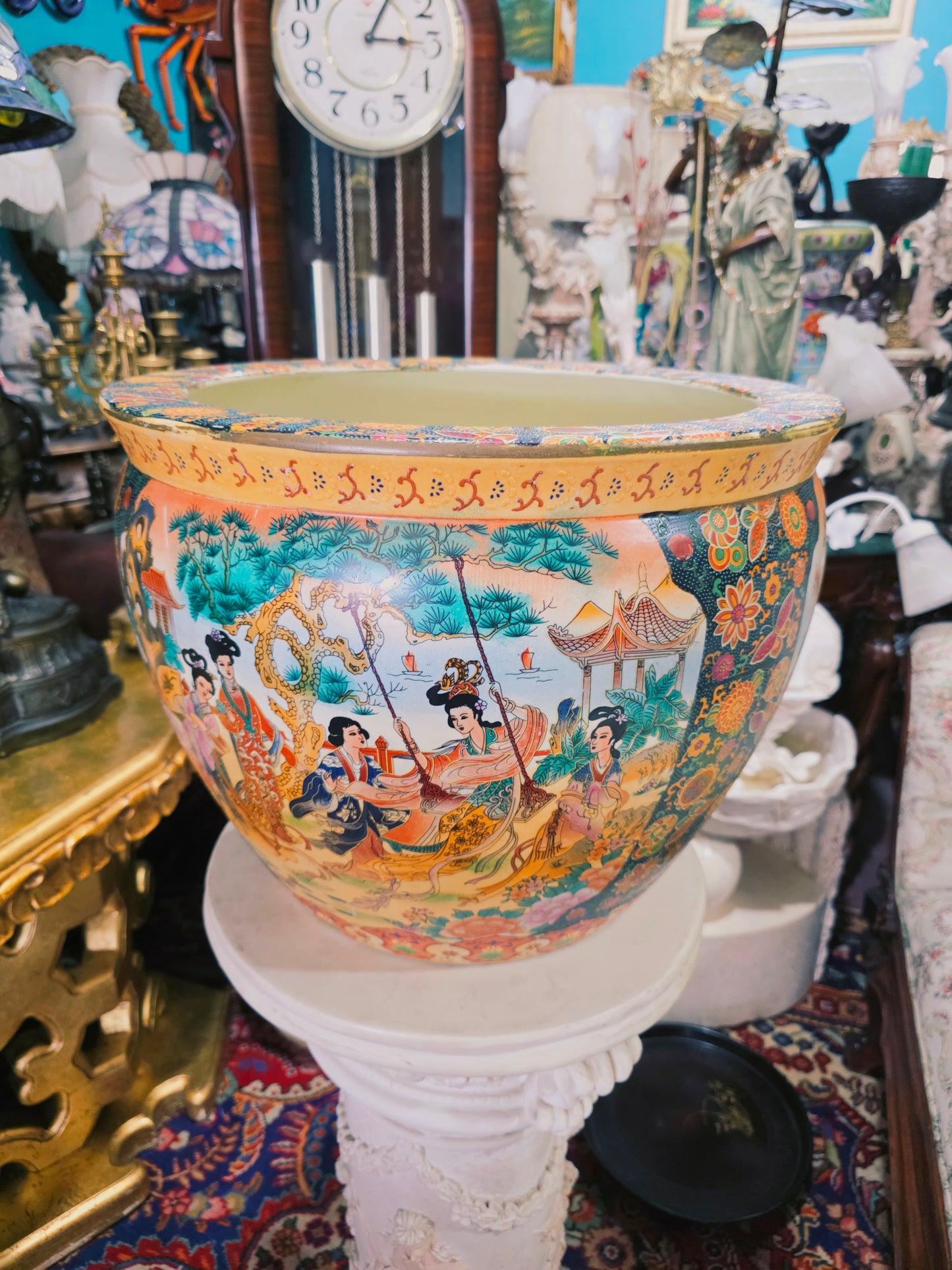 🐉💎 Florefo Imperial Oriental en Porcelana Pintada a Mano💎🐉