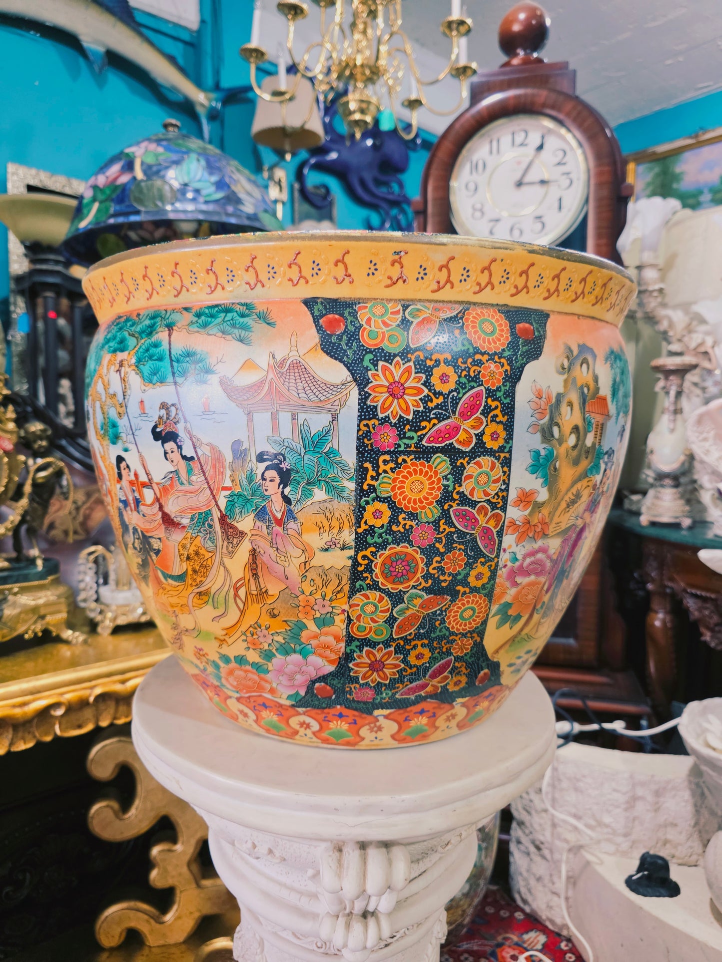 🐉💎 Florefo Imperial Oriental en Porcelana Pintada a Mano💎🐉