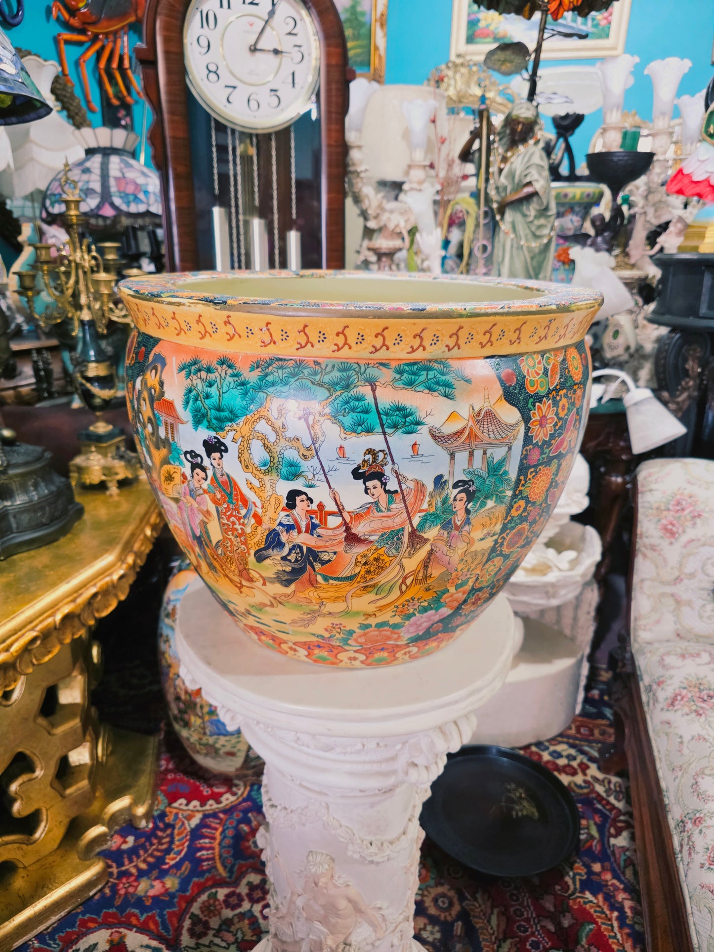 🐉💎 Florefo Imperial Oriental en Porcelana Pintada a Mano💎🐉