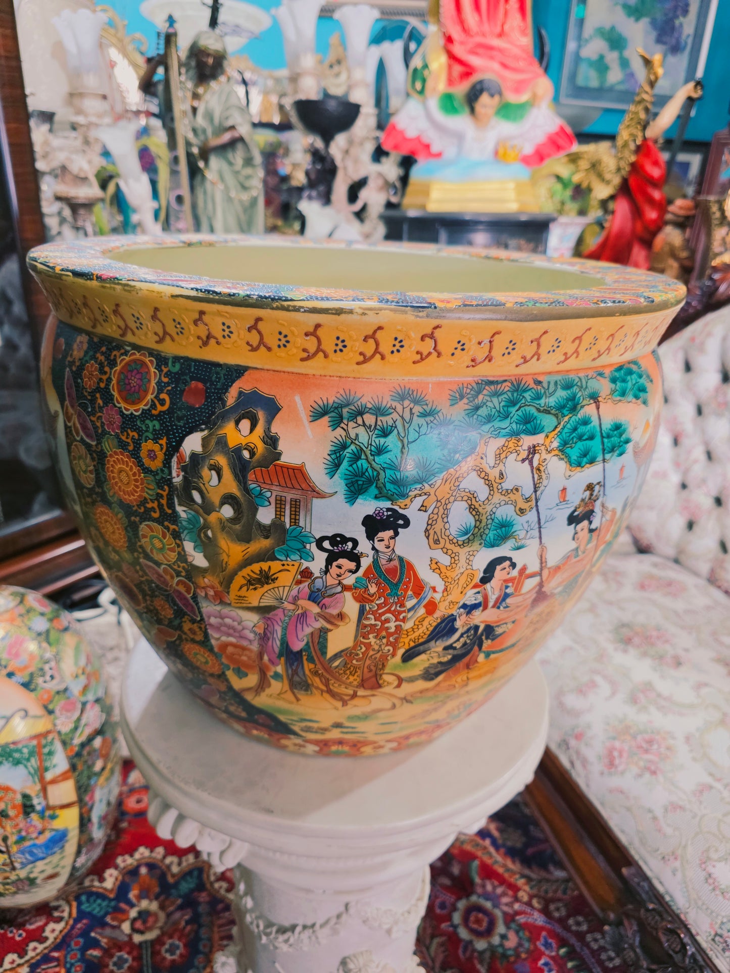🐉💎 Florefo Imperial Oriental en Porcelana Pintada a Mano💎🐉