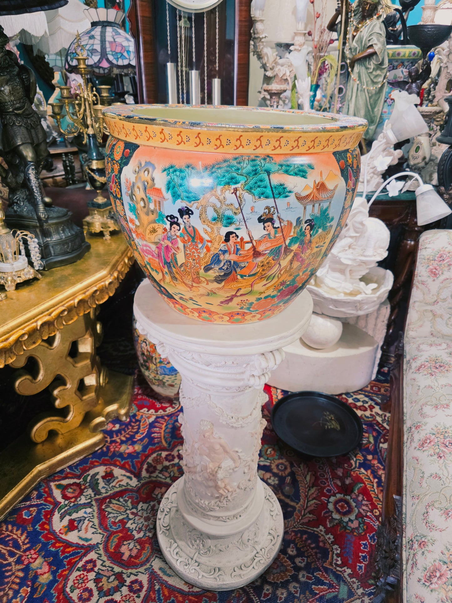 🐉💎 Florefo Imperial Oriental en Porcelana Pintada a Mano💎🐉