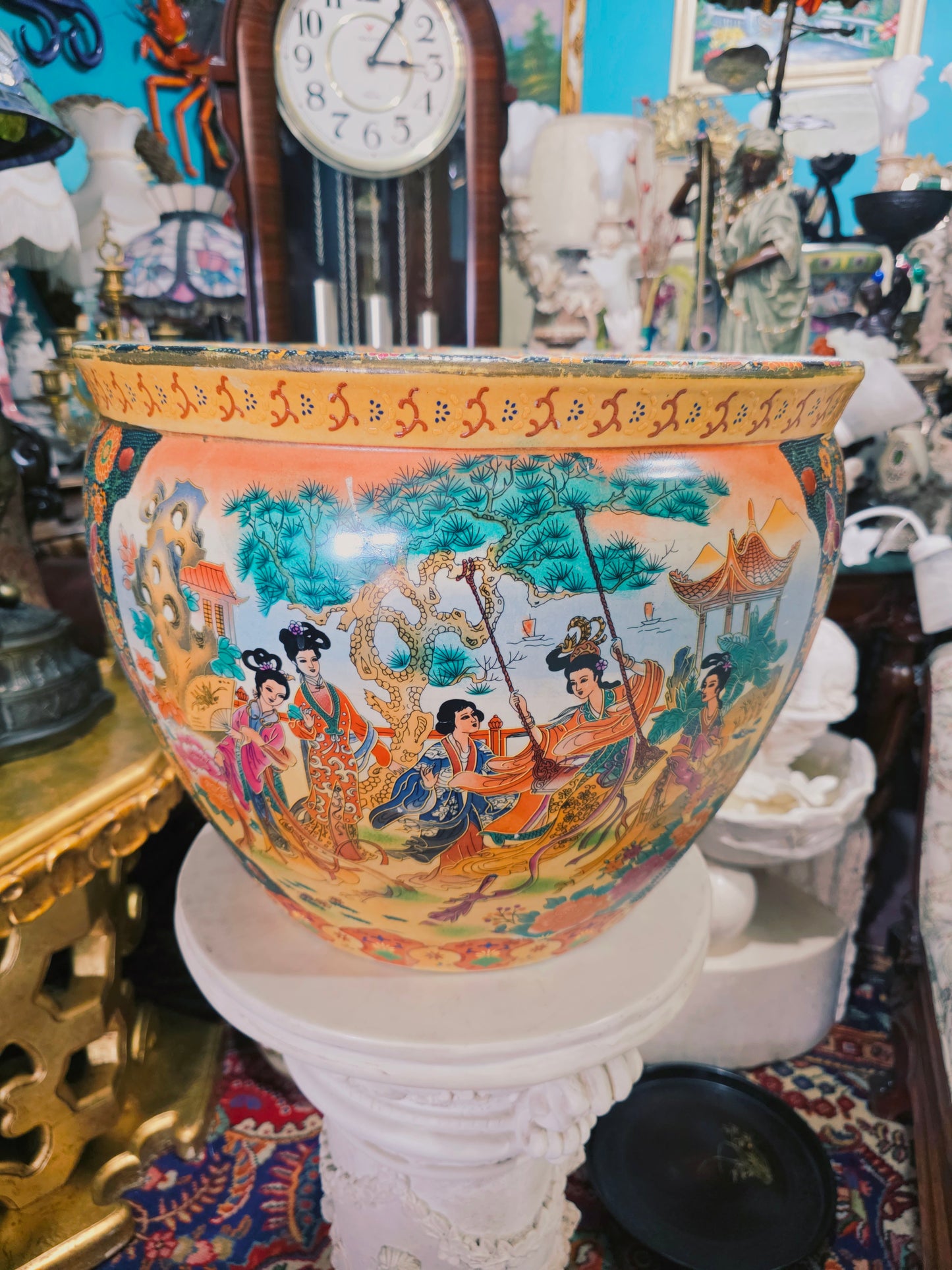 🐉💎 Florefo Imperial Oriental en Porcelana Pintada a Mano💎🐉