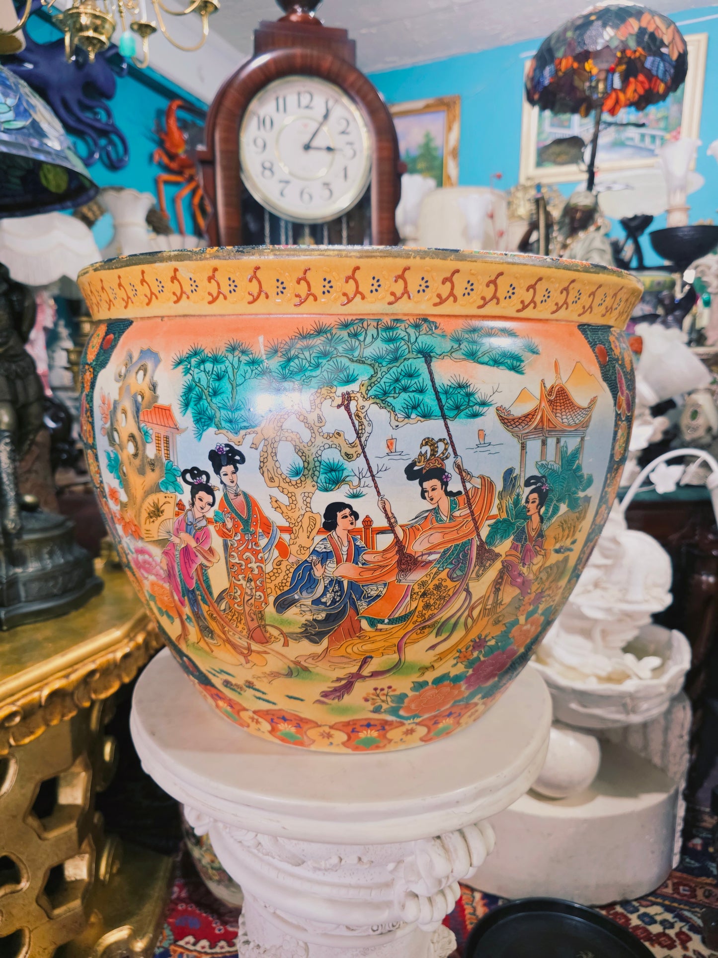 🐉💎 Florefo Imperial Oriental en Porcelana Pintada a Mano💎🐉