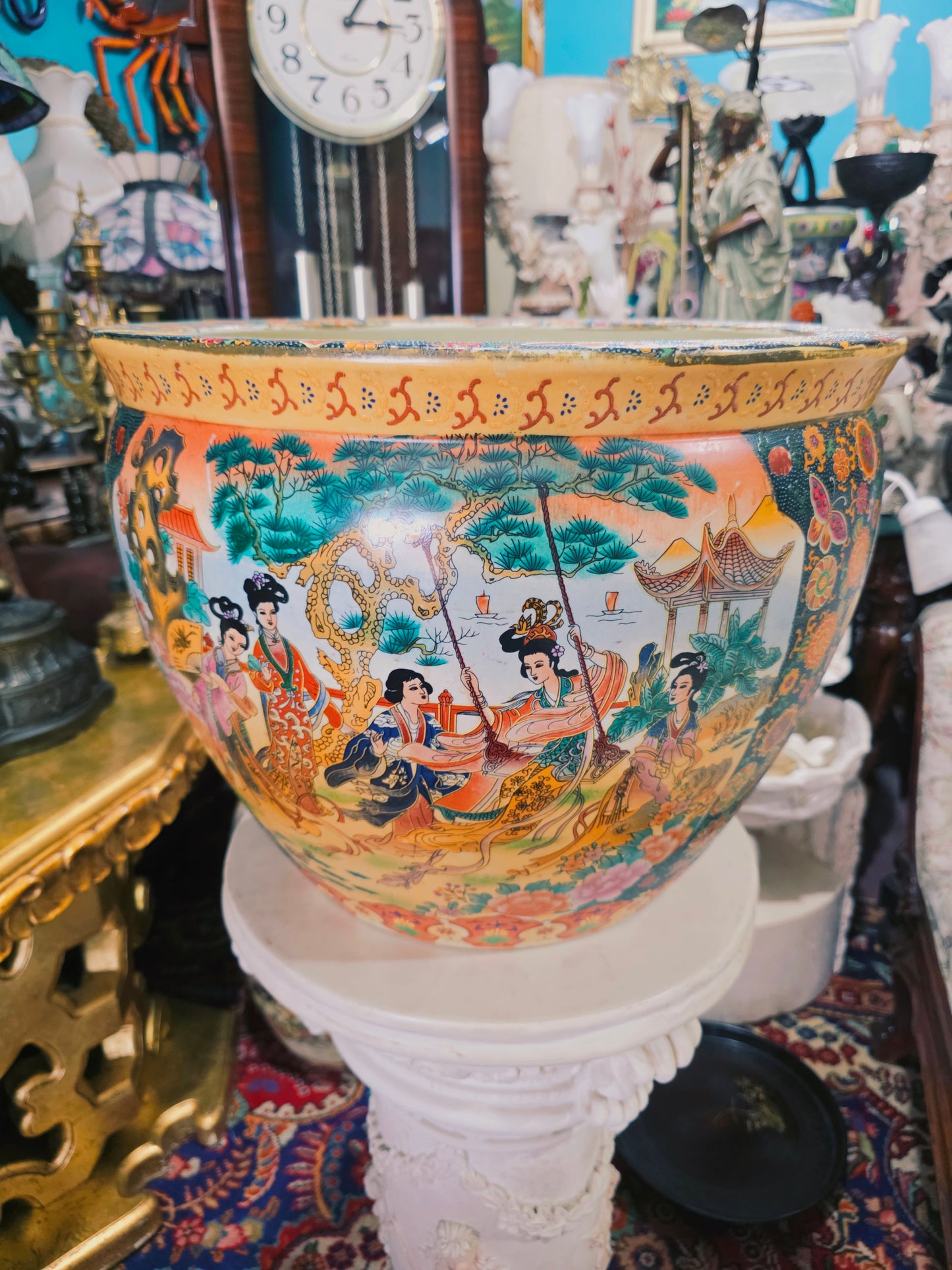 🐉💎 Florefo Imperial Oriental en Porcelana Pintada a Mano💎🐉