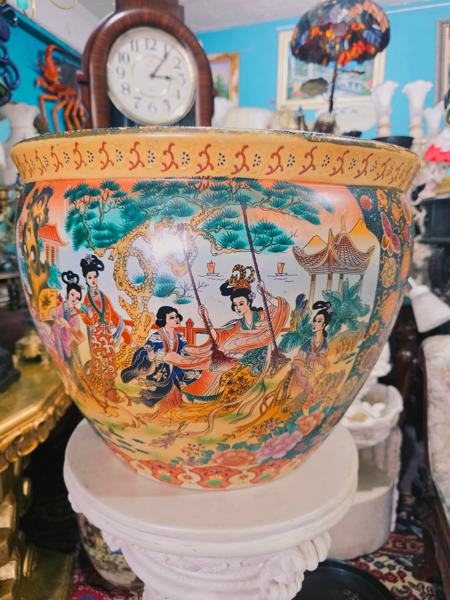 🐉💎 Florefo Imperial Oriental en Porcelana Pintada a Mano💎🐉