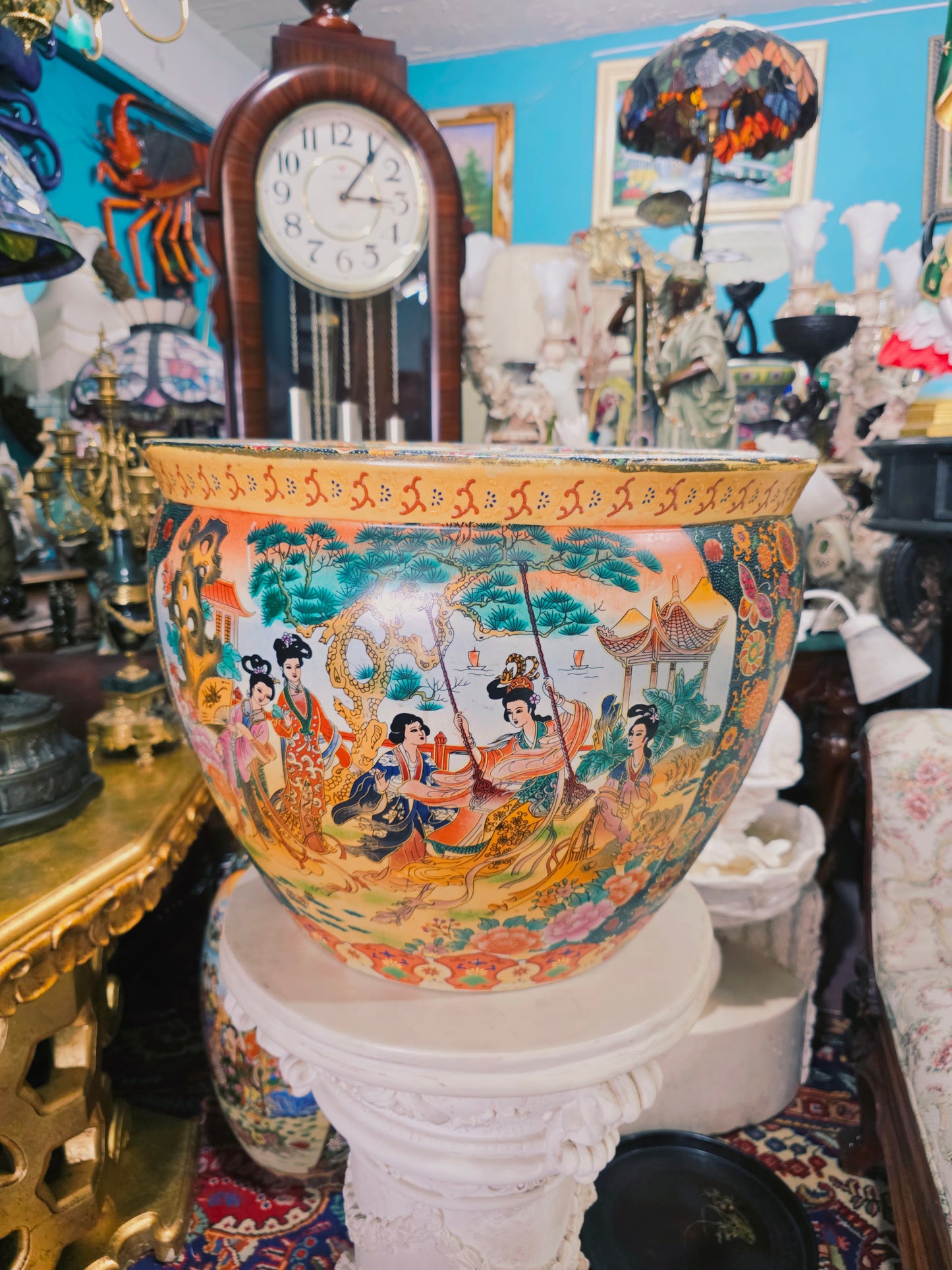 🐉💎 Florefo Imperial Oriental en Porcelana Pintada a Mano💎🐉