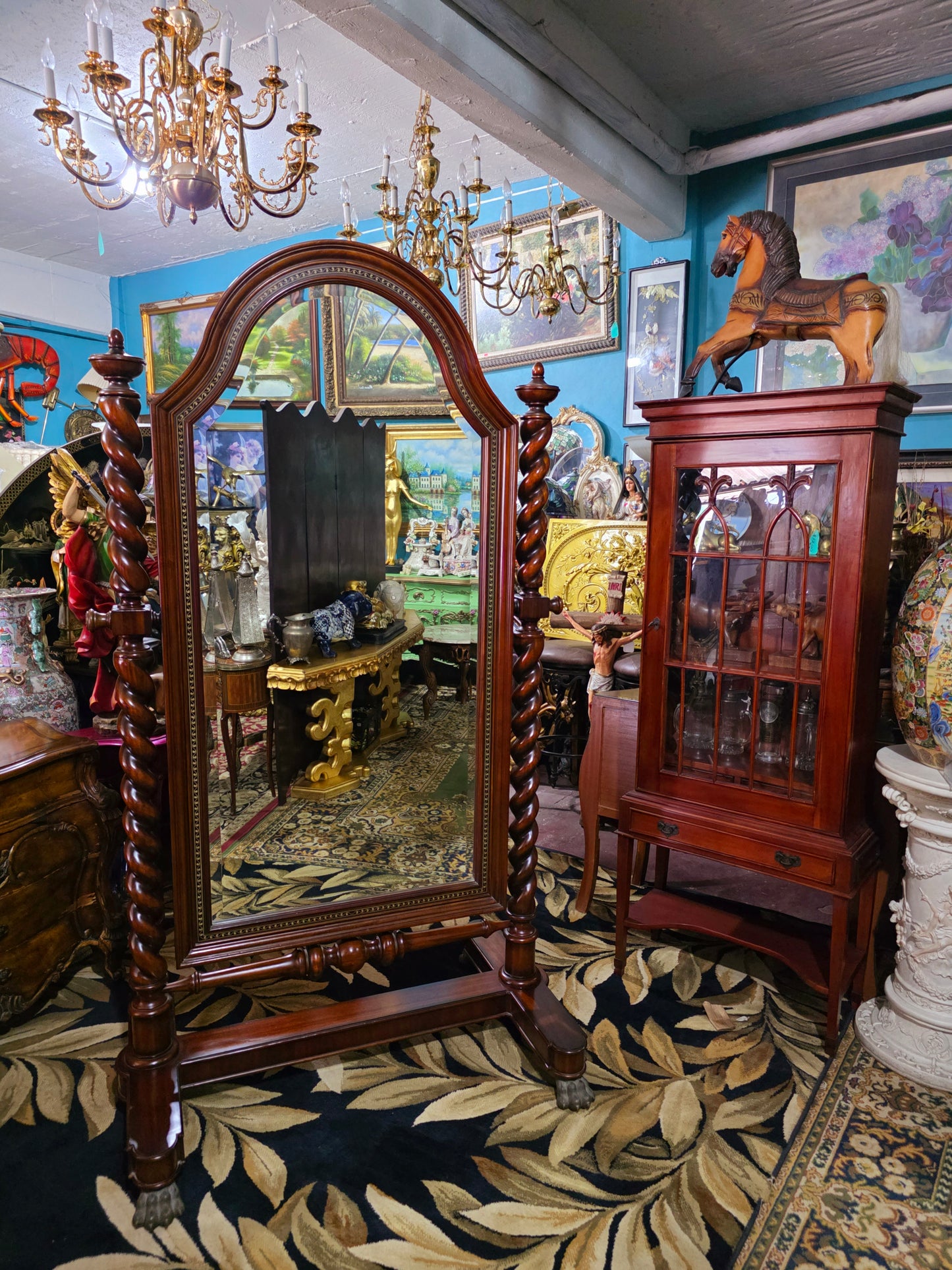 Vintage Boho Barley Twist Cheval Floor Mirror πΏβ¨
