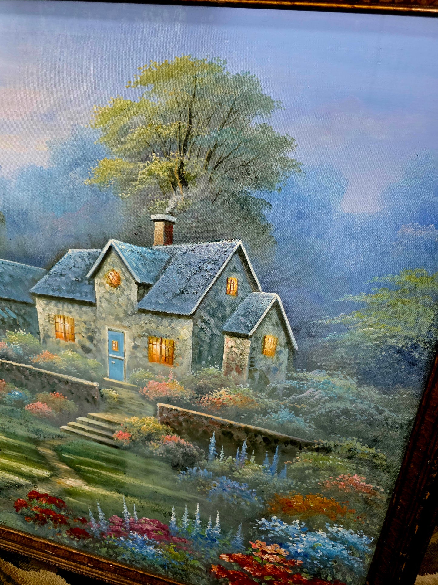 🌺 Inspiring Art – Hand-Painted Stately Home🖌️🎨
