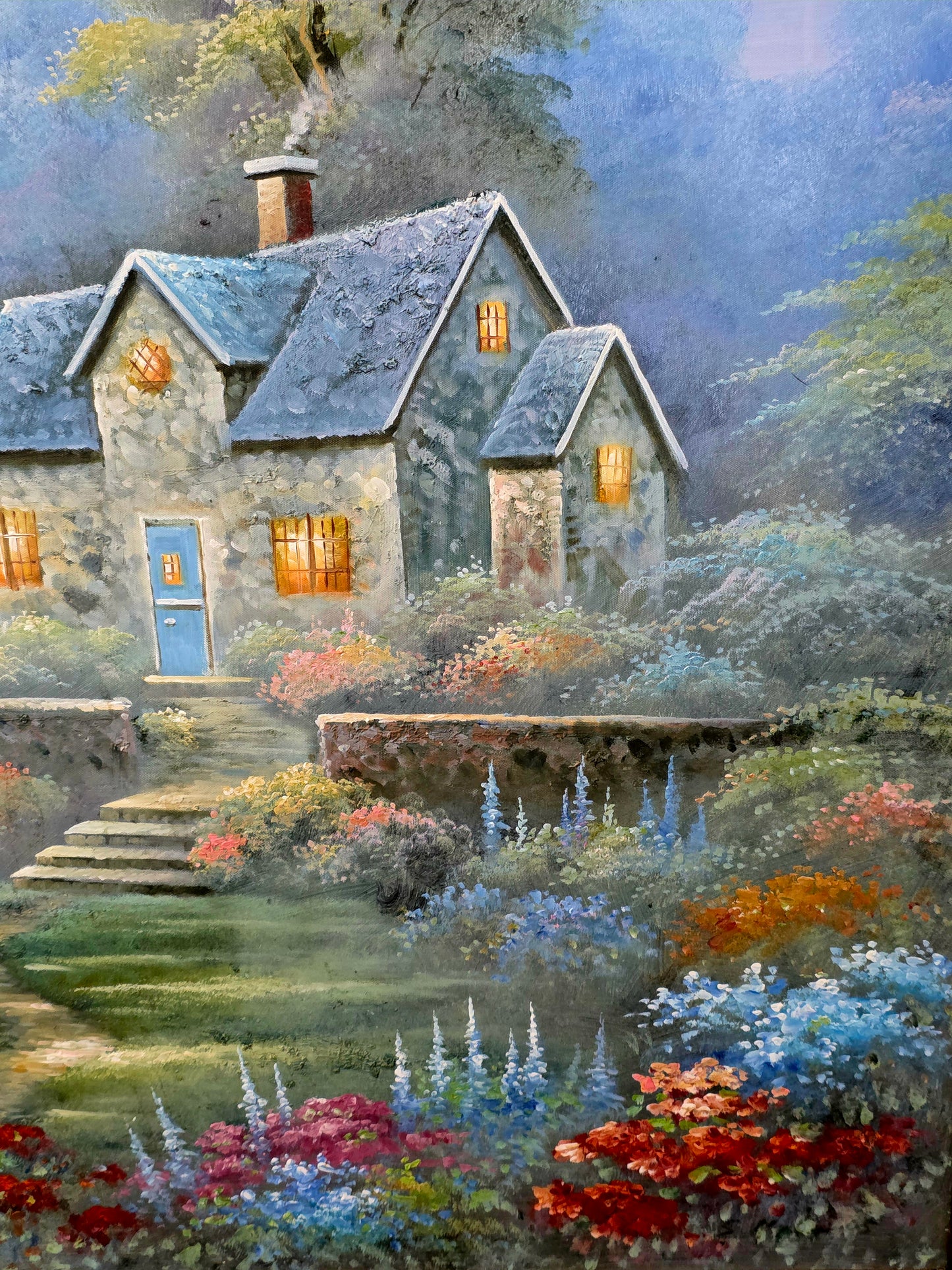 🌺 Inspiring Art – Hand-Painted Stately Home🖌️🎨