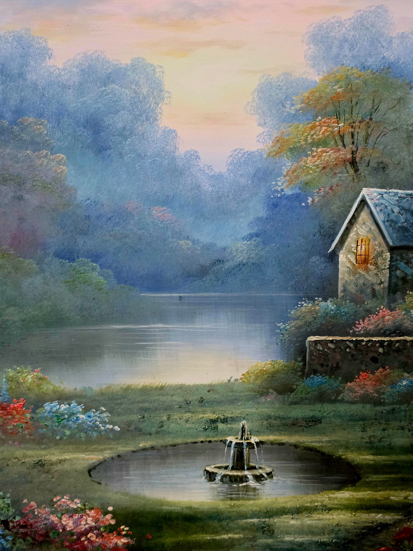 🌺 Inspiring Art – Hand-Painted Stately Home🖌️🎨