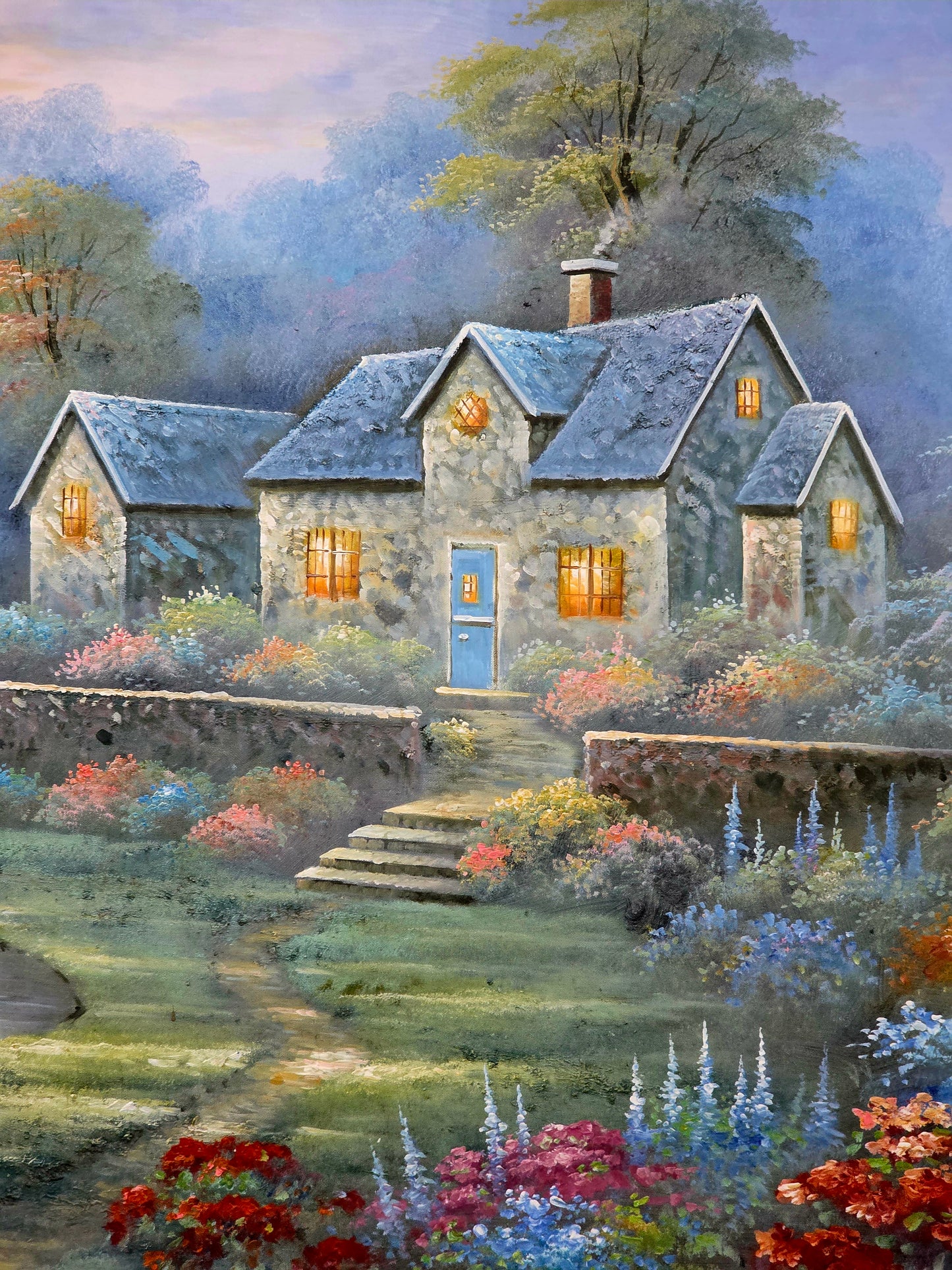 🌺 Inspiring Art – Hand-Painted Stately Home🖌️🎨