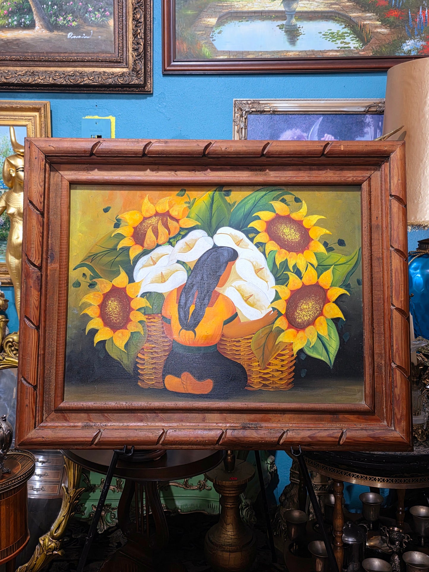 π¨ Vintage Painting with Classic Mexican Painting β Original Oil Painting with Rustic Frame π»pia)