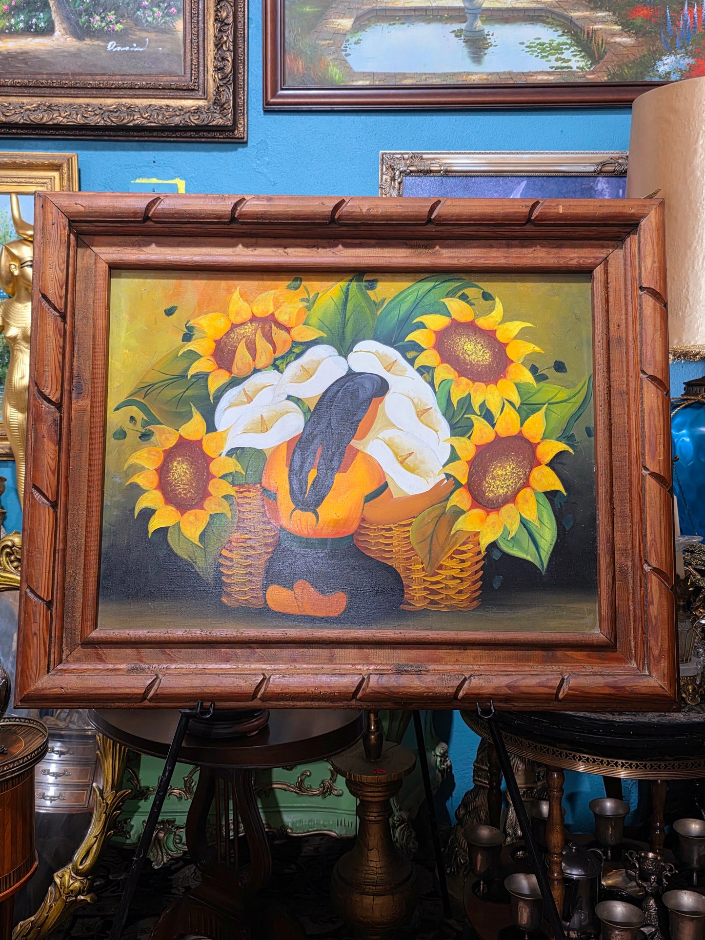 π¨ Vintage Painting with Classic Mexican Painting β Original Oil Painting with Rustic Frame π»pia)