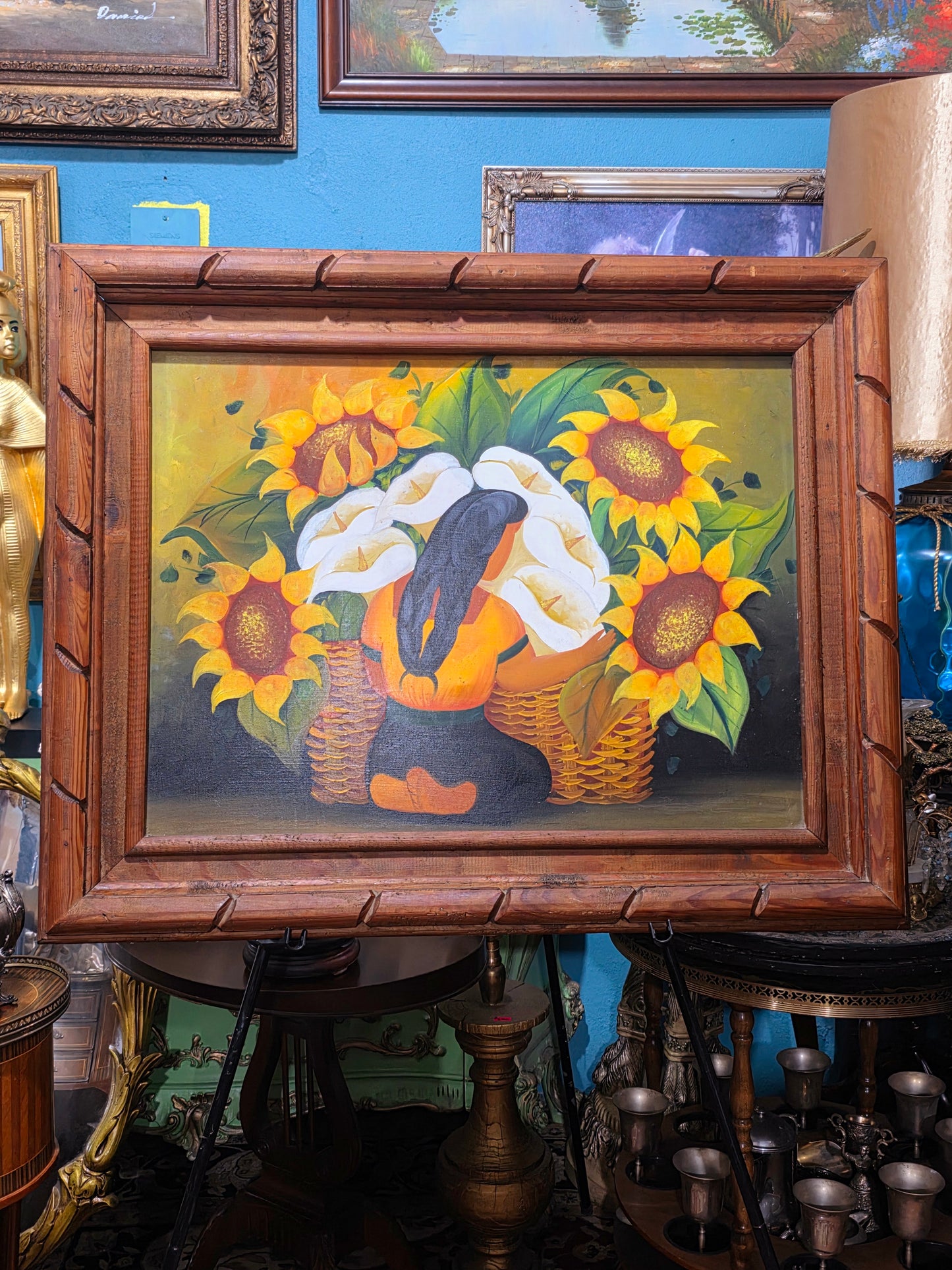 π¨ Vintage Painting with Classic Mexican Painting β Original Oil Painting with Rustic Frame π»pia)