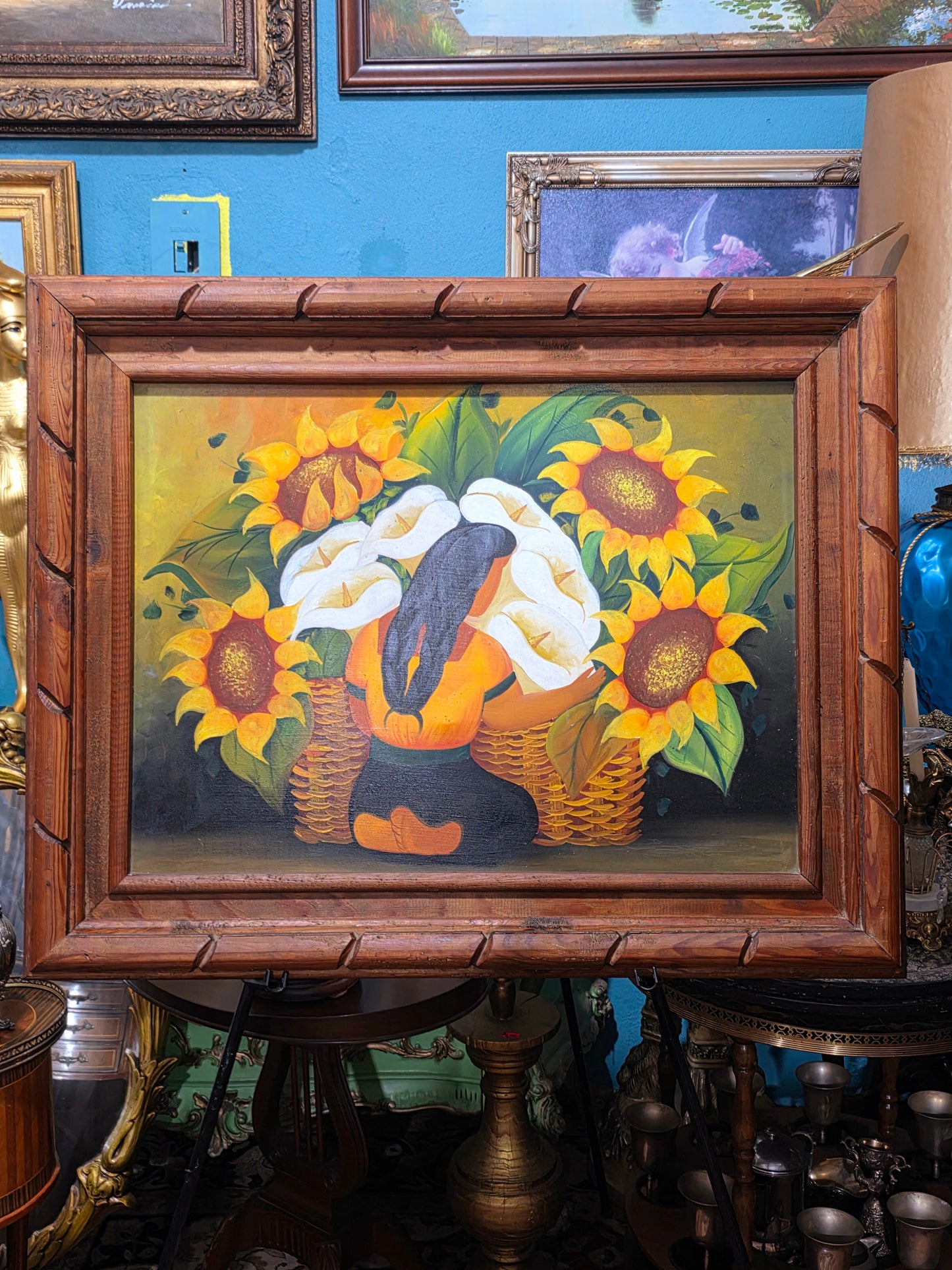 π¨ Vintage Painting with Classic Mexican Painting β Original Oil Painting with Rustic Frame π»pia)