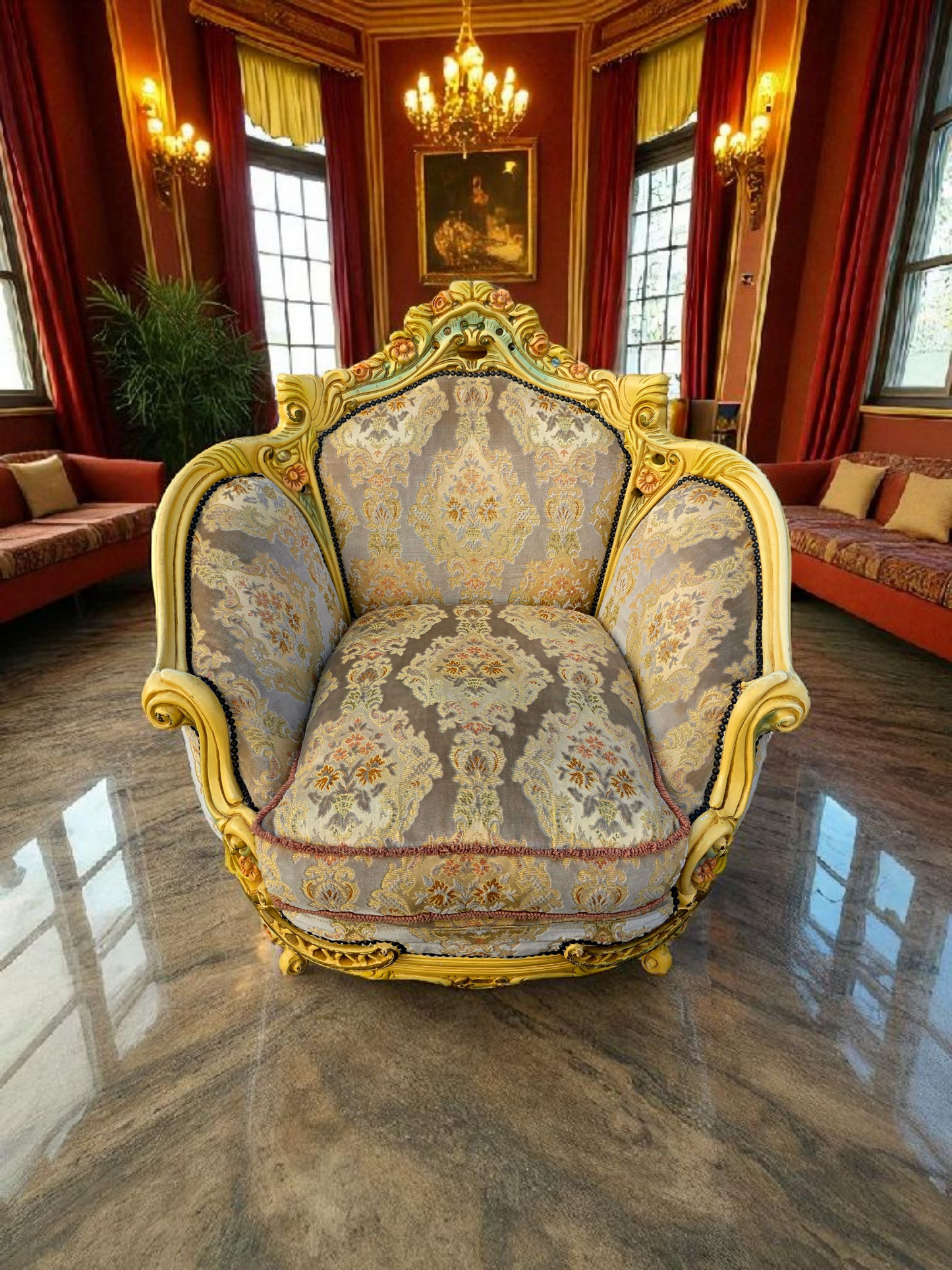 🎩 Conjunto de Recibidor Rococó Italiano – 3 Piezas de Distinción y Arte 🏛️