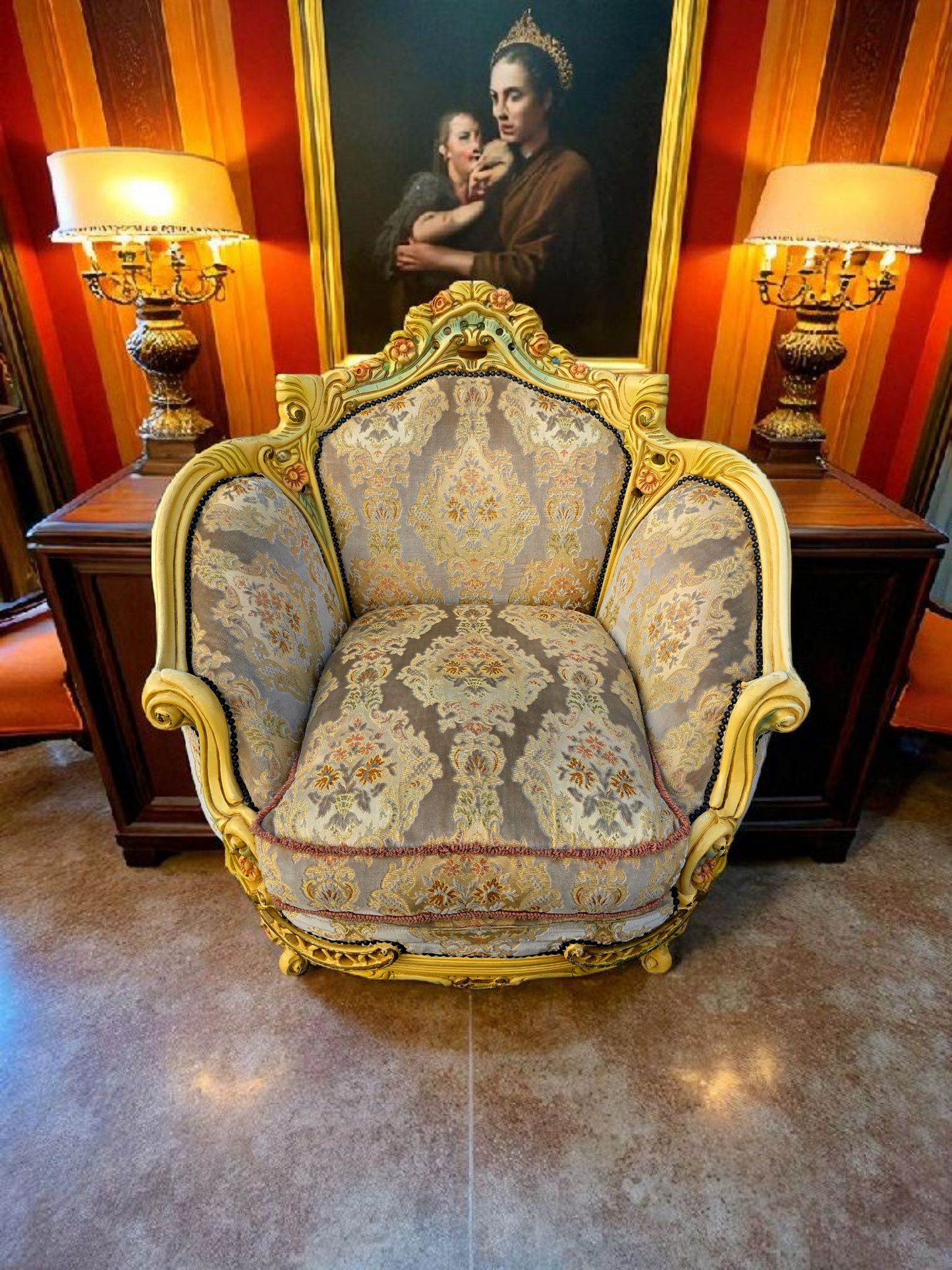 🎩 Conjunto de Recibidor Rococó Italiano – 3 Piezas de Distinción y Arte 🏛️