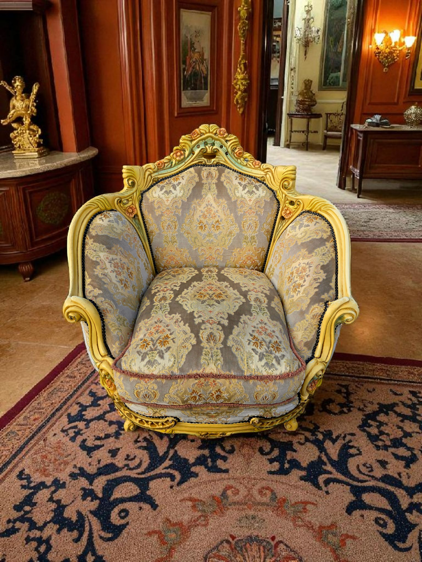 🎩 Conjunto de Recibidor Rococó Italiano – 3 Piezas de Distinción y Arte 🏛️